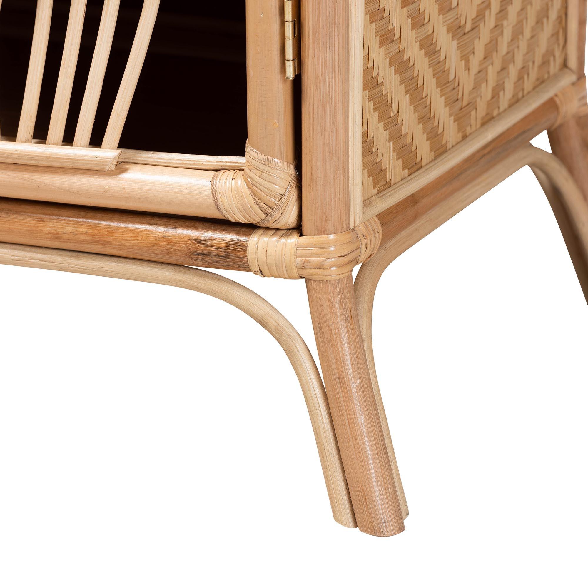 Bali & Pari Danna Modern Bohemian Rattan Nightstand