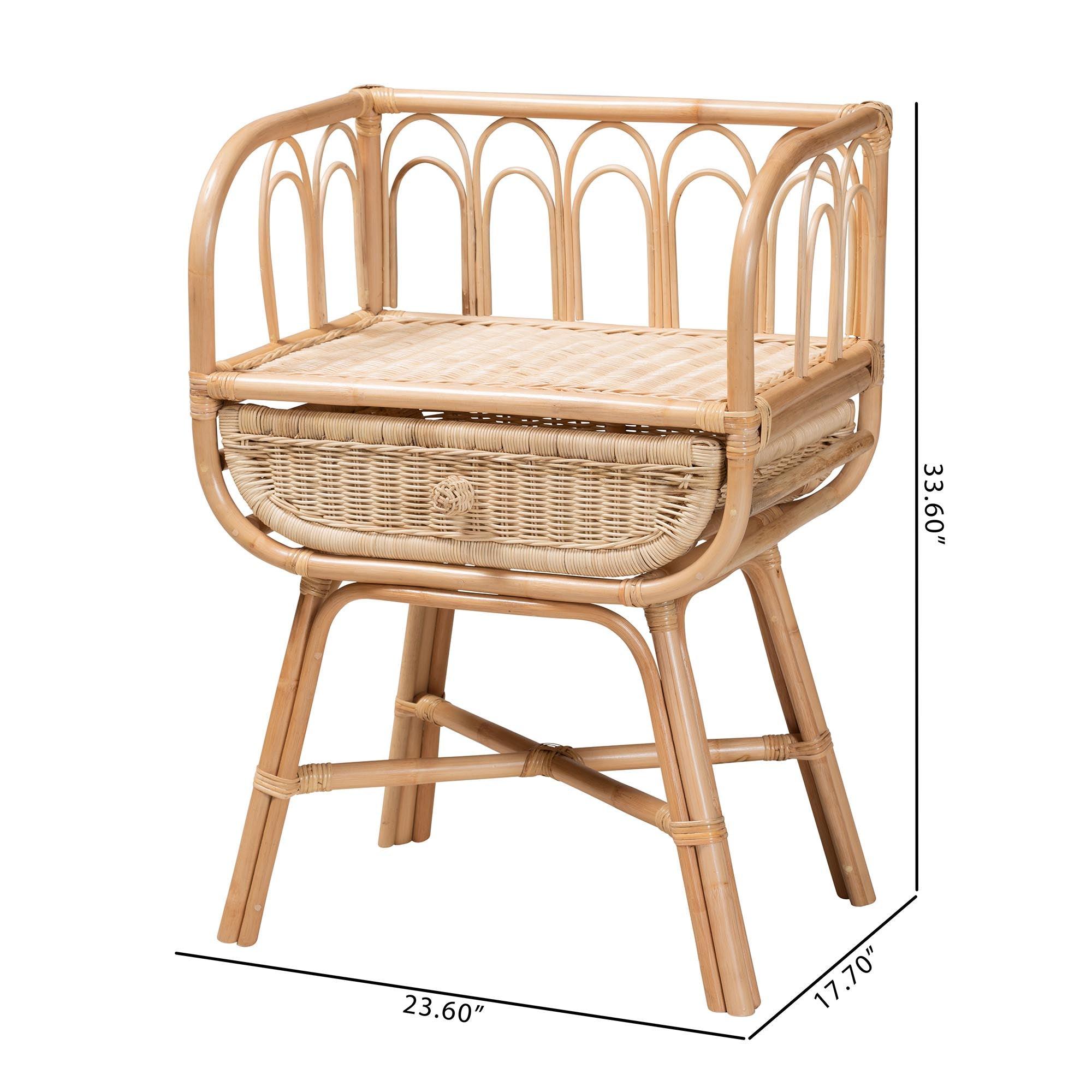 Bali & Pari Panchali Modern Bohemian Rattan Nightstand