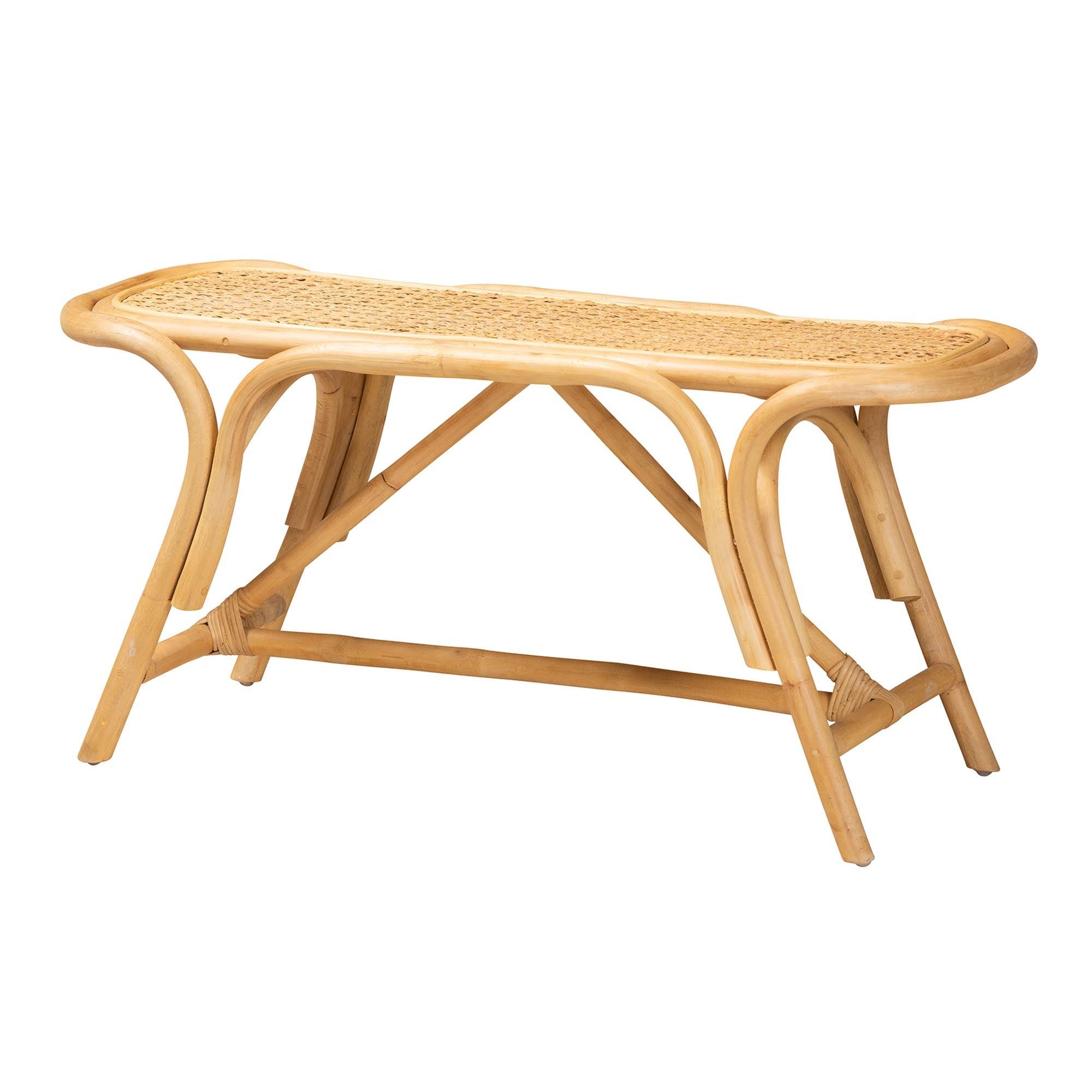 Bali & Pari Septa Modern Bohemian Rattan Accent Bench