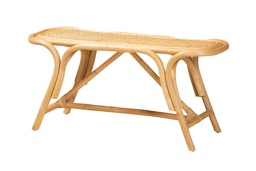Bali & Pari Septa Modern Bohemian Rattan Accent Bench