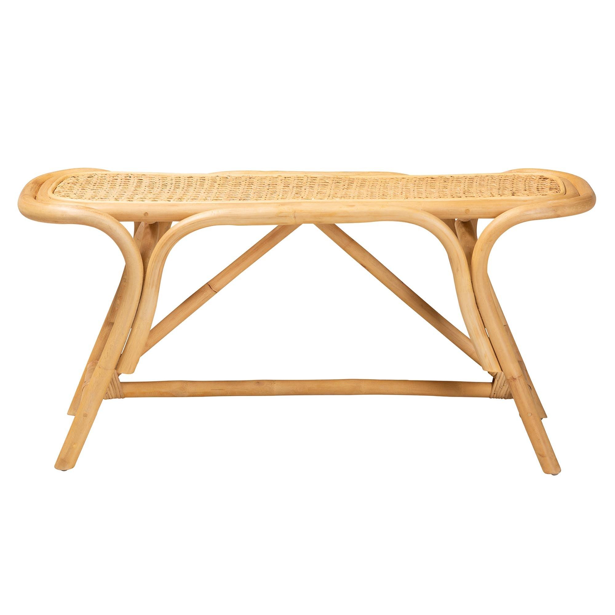 Bali & Pari Septa Modern Bohemian Rattan Accent Bench