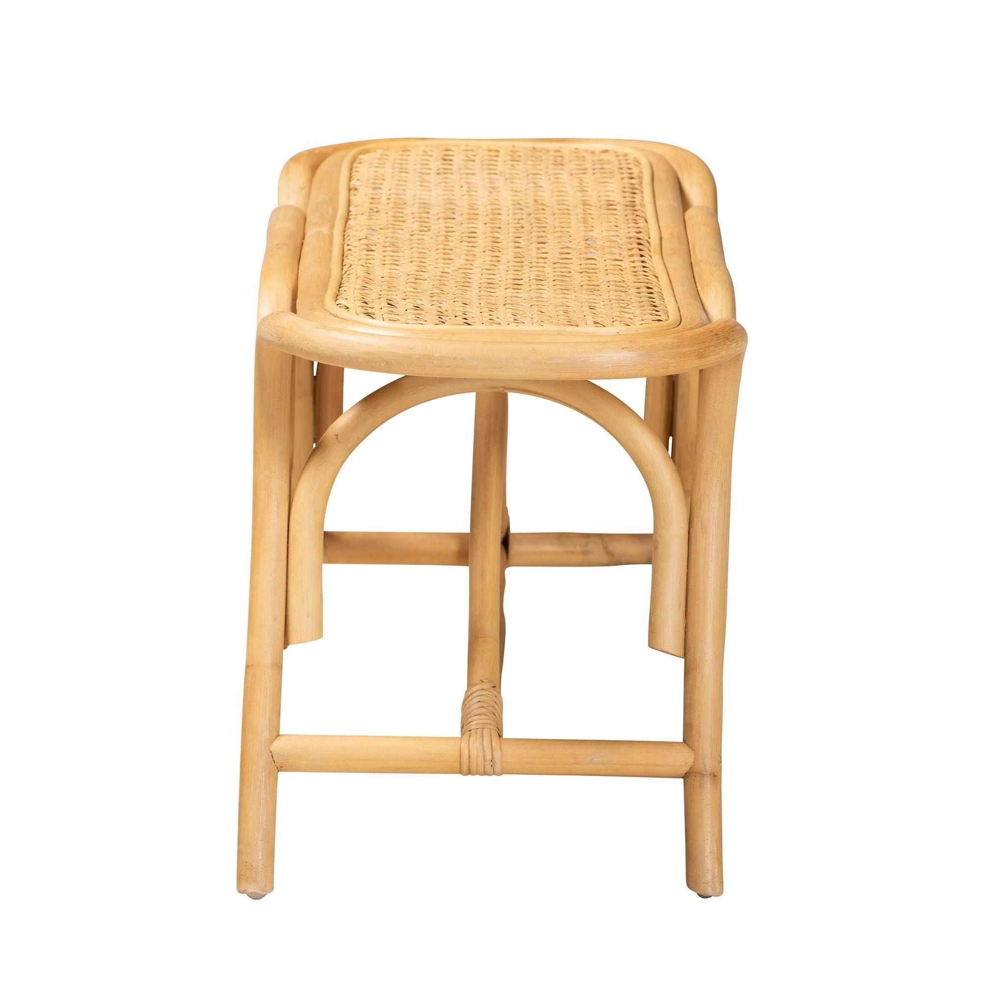 Bali & Pari Septa Modern Bohemian Rattan Accent Bench
