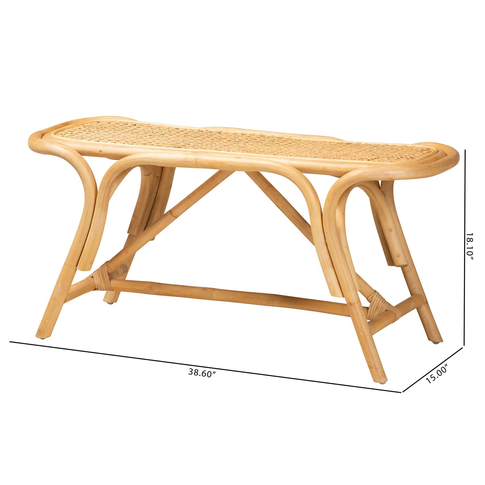 Bali & Pari Septa Modern Bohemian Rattan Accent Bench