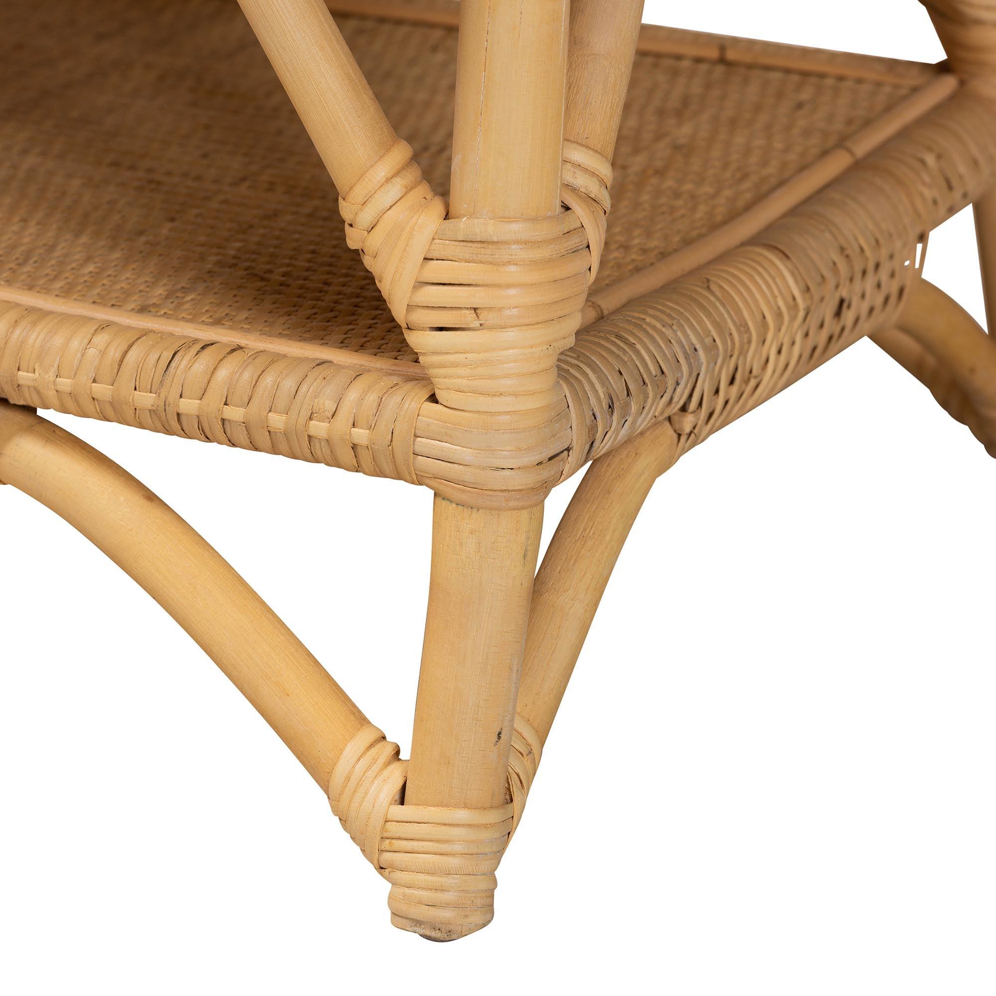 Bali & Pari Leryn Modern Bohemian Rattan Bench