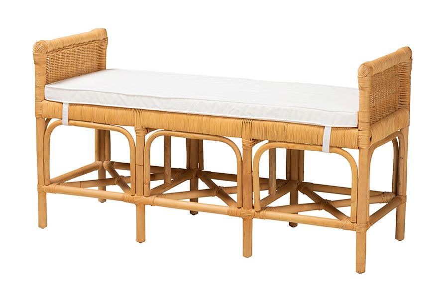 Bali & Pari Nairi Modern Bohemian Rattan Bench