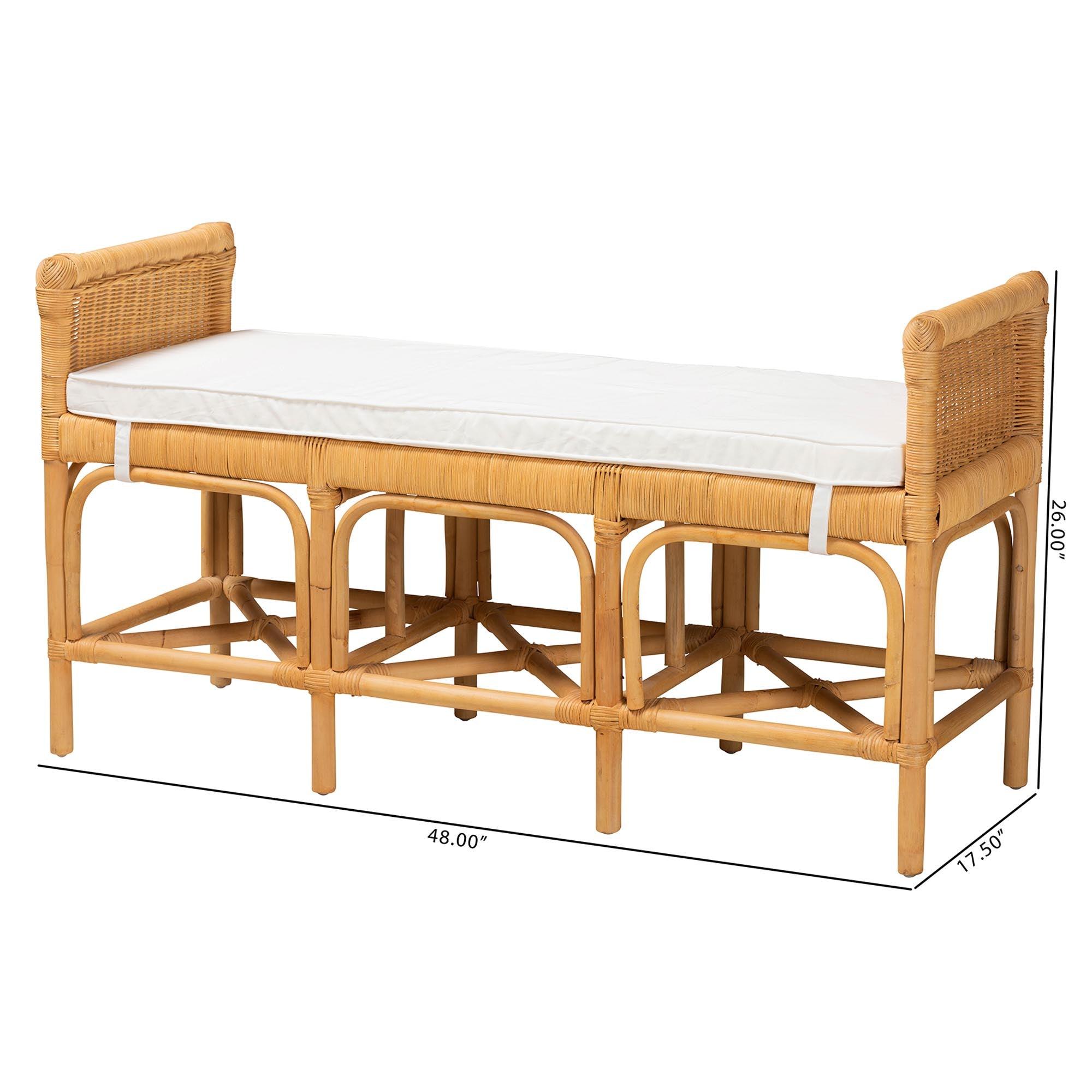Bali & Pari Nairi Modern Bohemian Rattan Bench