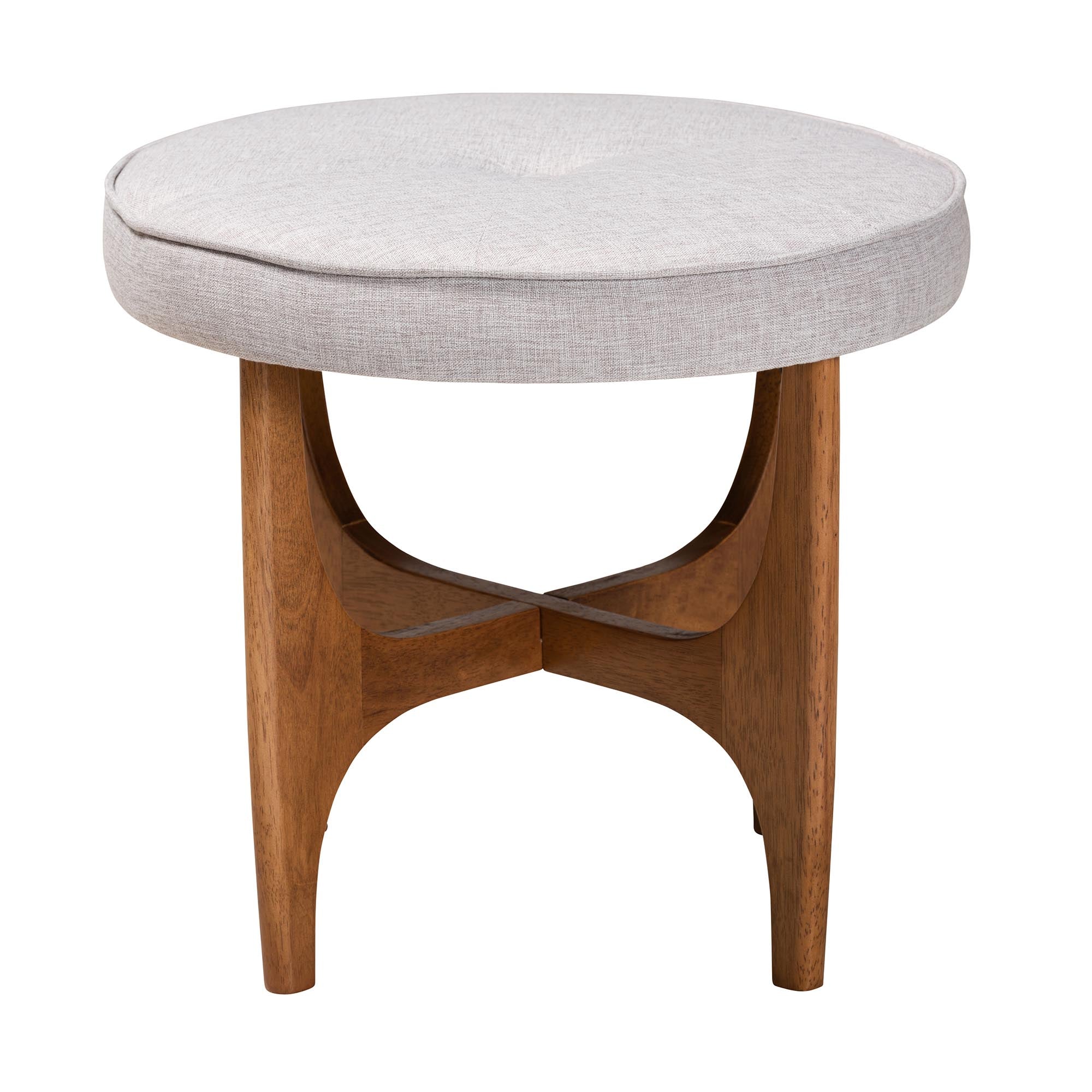 Theo Japandi Fabric and Finished Wood Ottoman