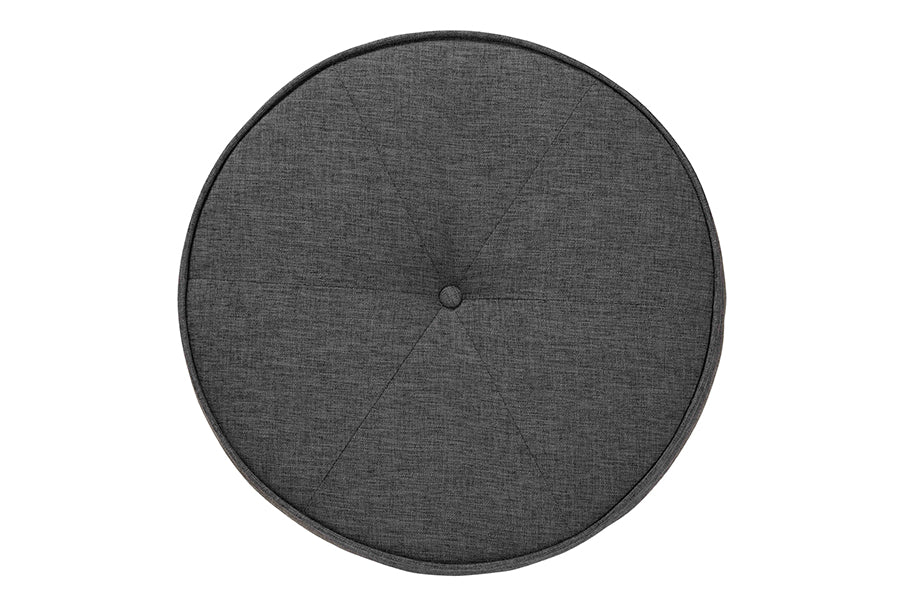 Theo Japandi Fabric and Finished Wood Ottoman