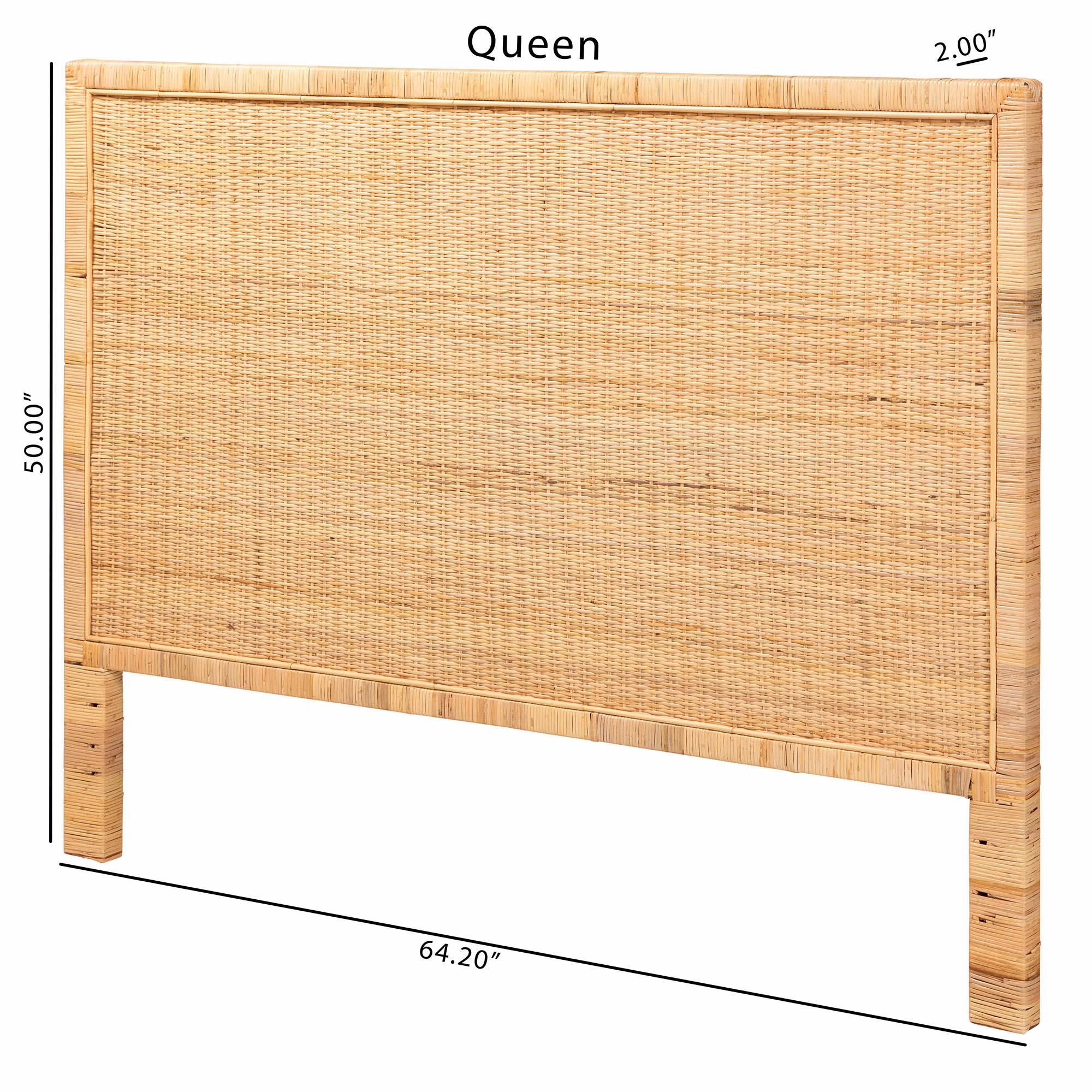 Bali & Pari Adelyn Modern Bohemian Rattan and Mahogany Wood Headboard