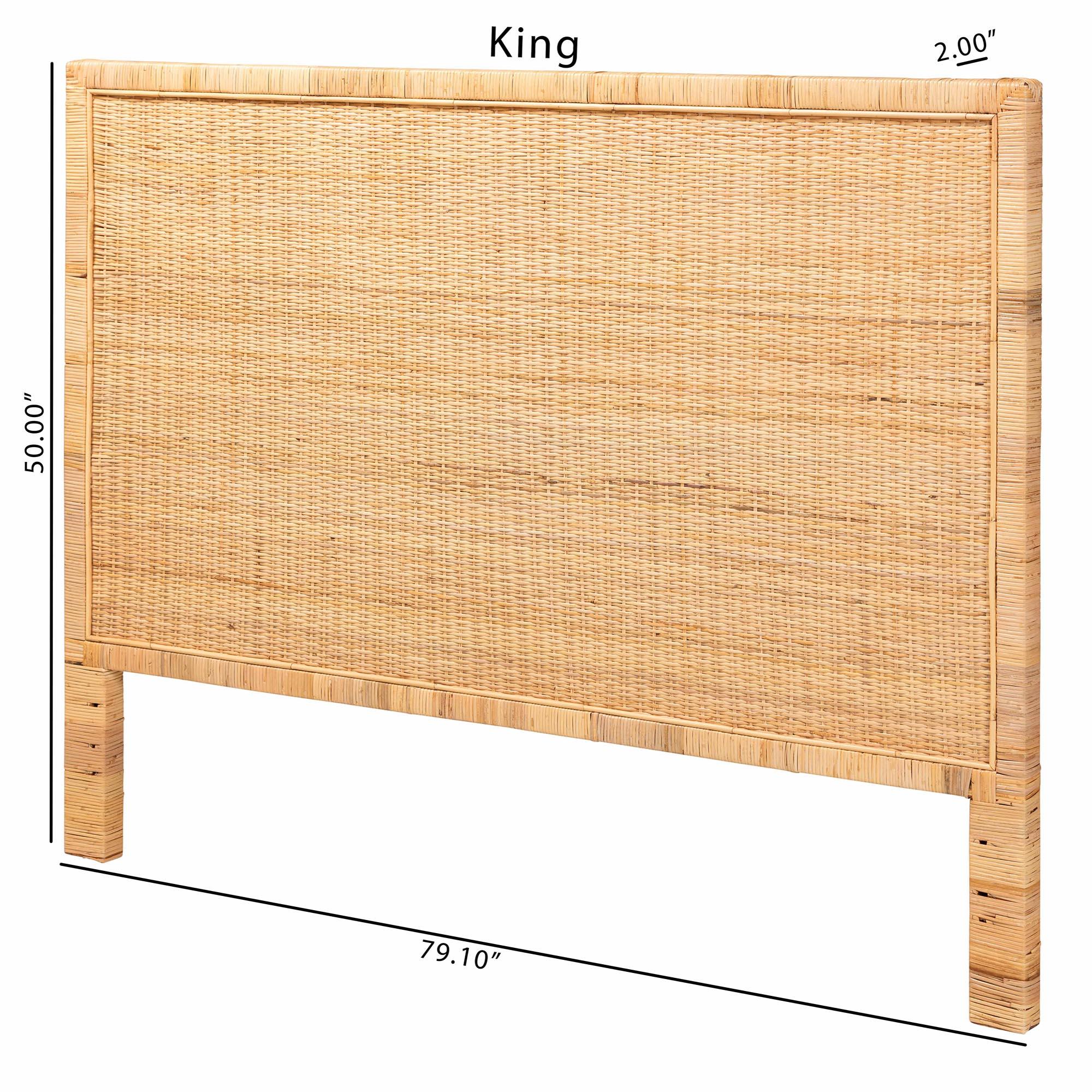 Bali & Pari Adelyn Modern Bohemian Rattan and Mahogany Wood Headboard