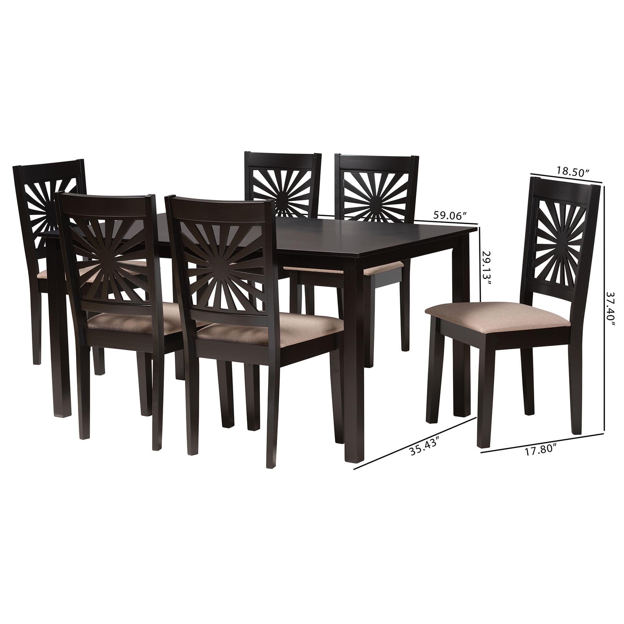 Olympia Modern Fabric and Espresso Finished Wood 7-Piece Dining Set