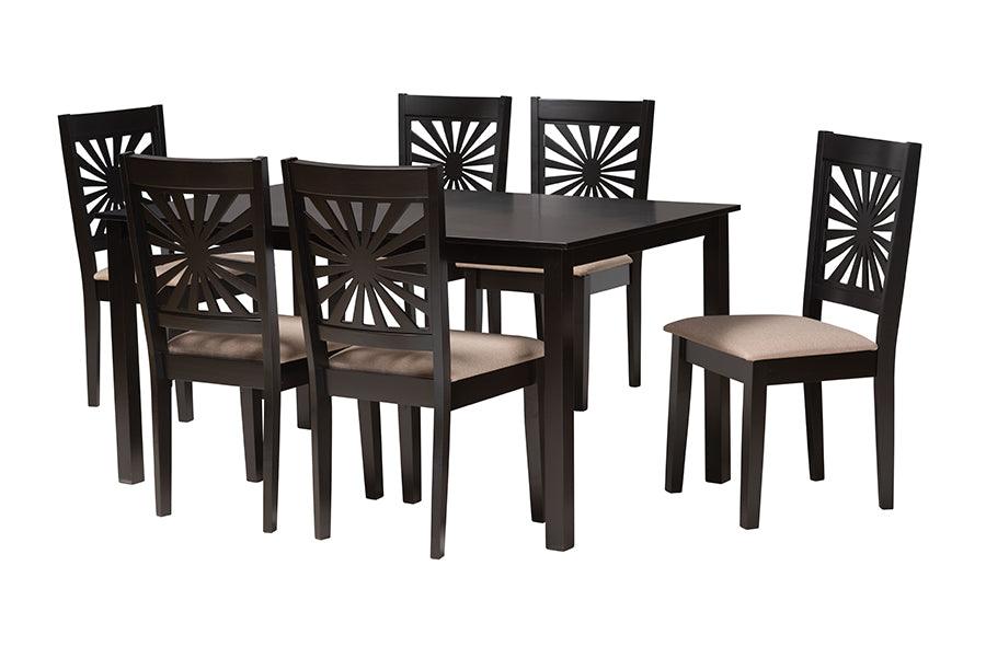 Olympia Modern Fabric and Espresso Finished Wood 7-Piece Dining Set
