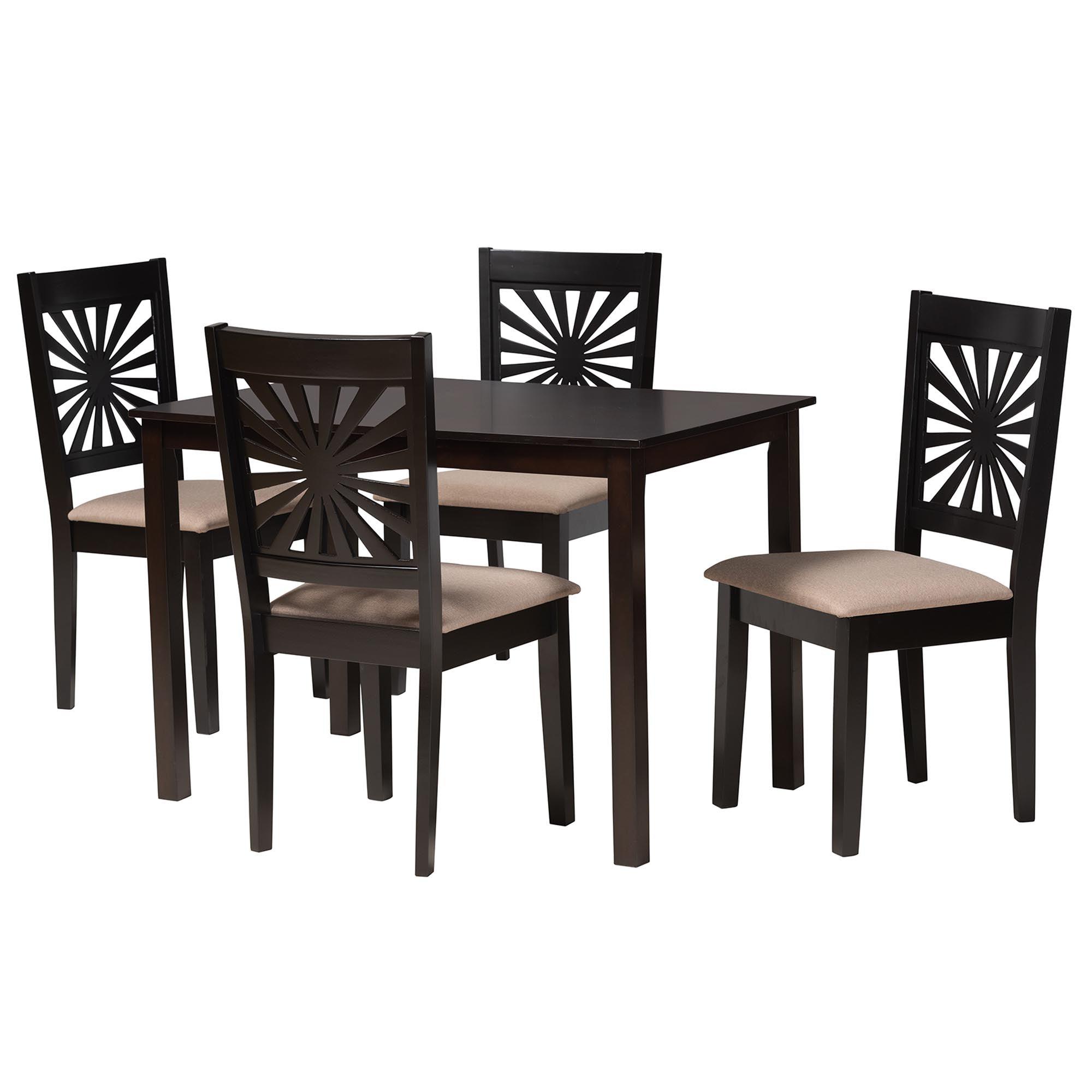 Olympia Modern Fabric and Espresso Finished Wood 5-Piece Dining Set
