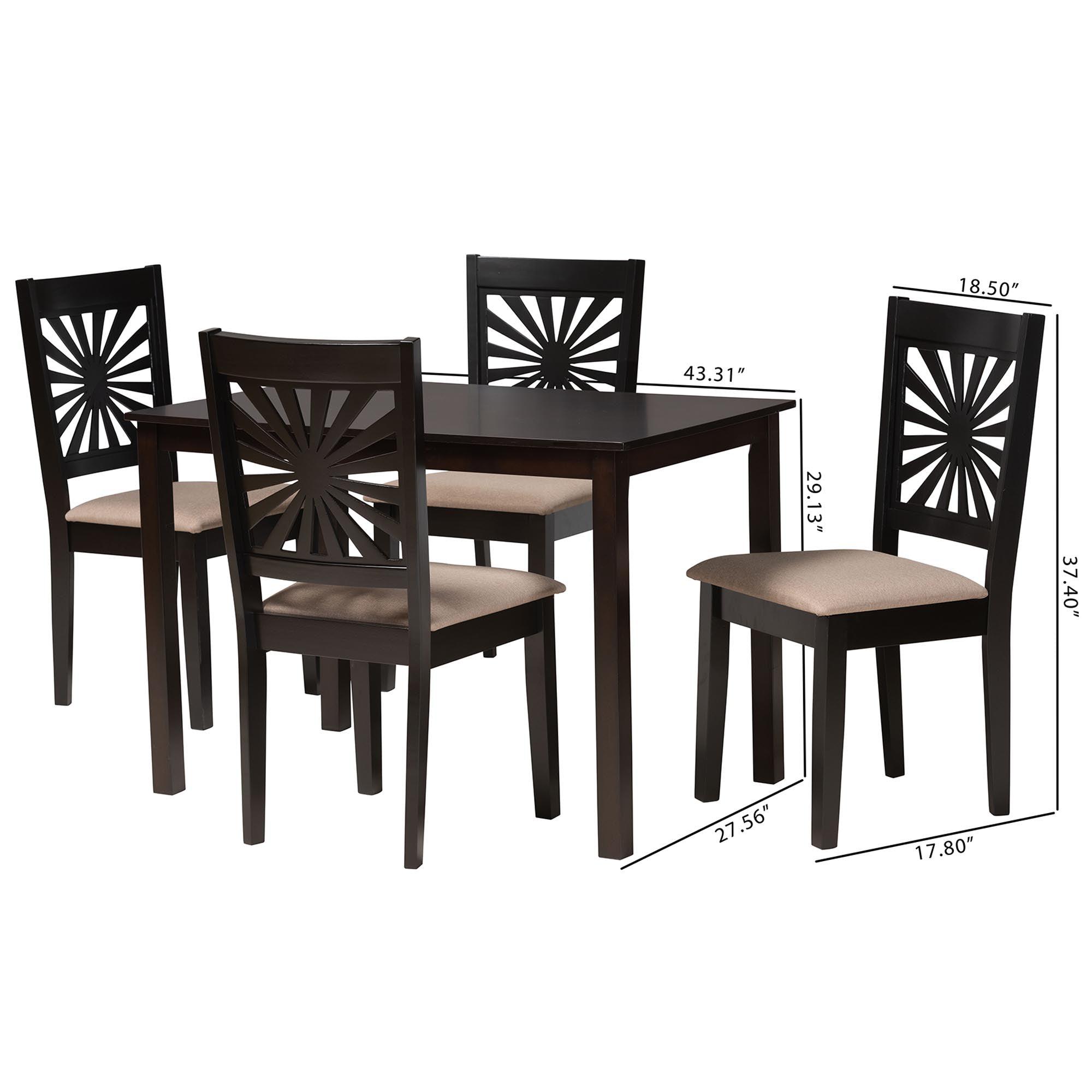 Olympia Modern Fabric and Espresso Finished Wood 5-Piece Dining Set