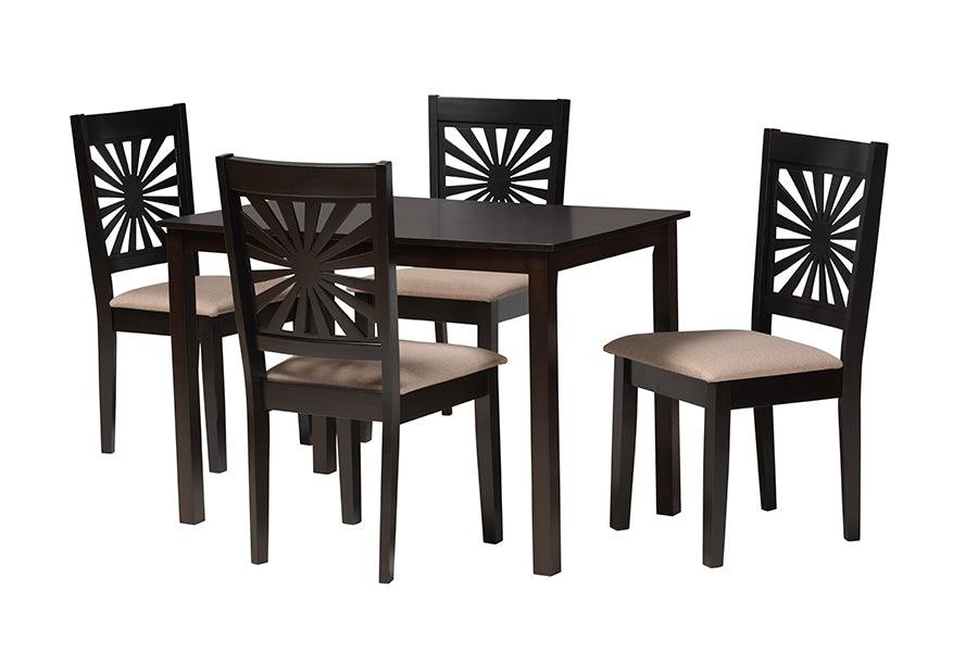 Olympia Modern Fabric and Espresso Finished Wood 5-Piece Dining Set