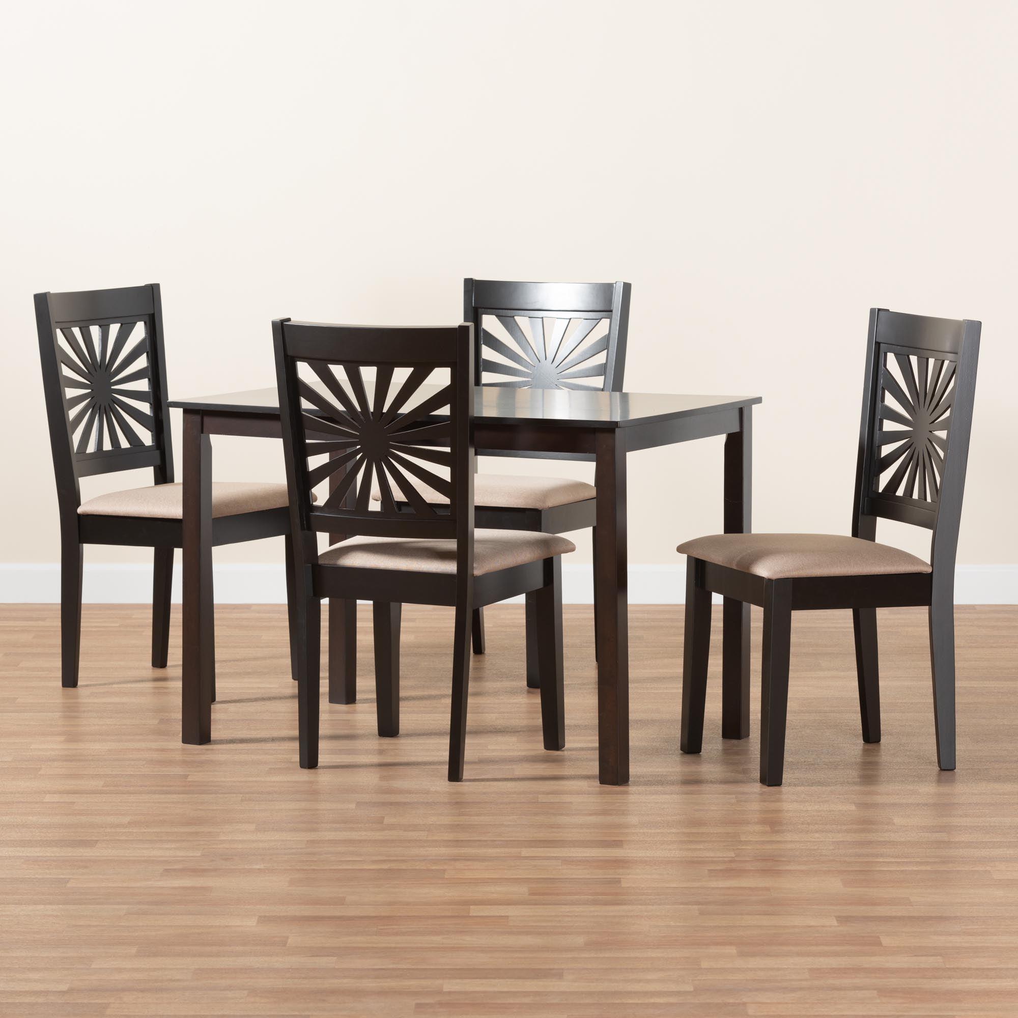 Olympia Modern Fabric and Espresso Finished Wood 5-Piece Dining Set