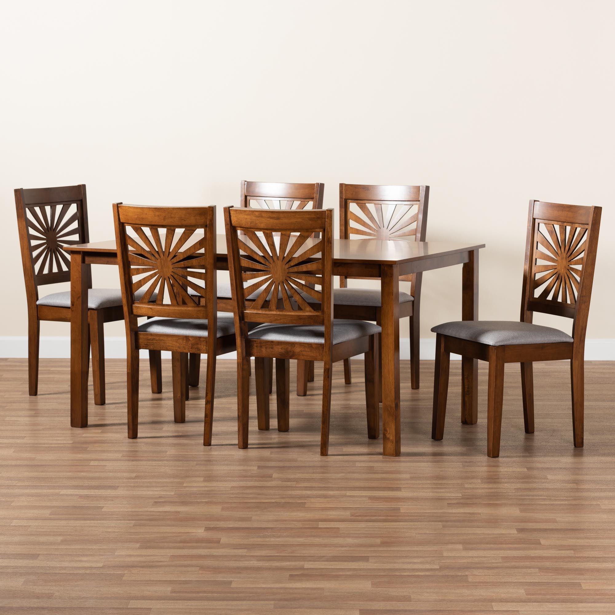 Olympia Modern Fabric and Finished Wood 7-Piece Dining Set