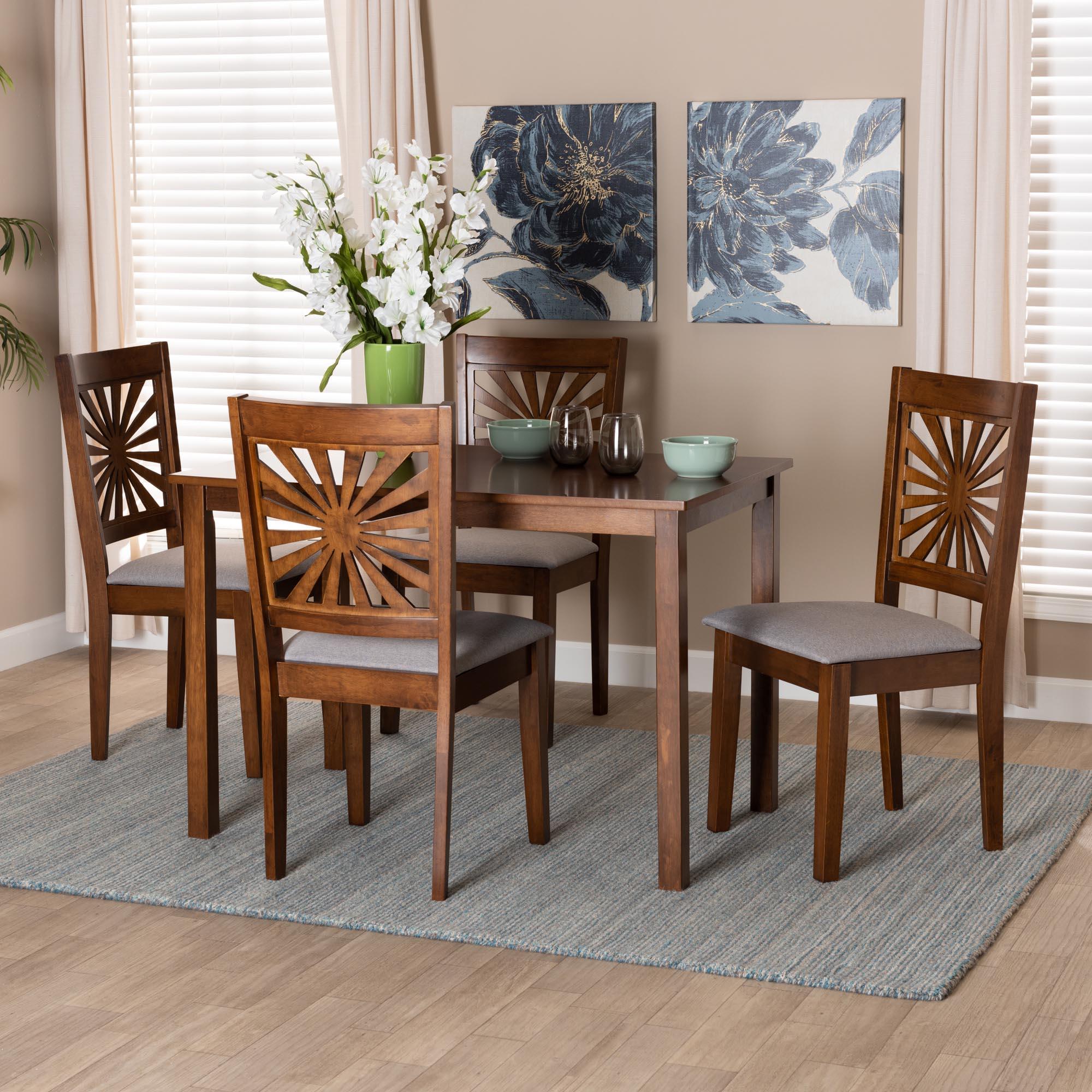 Olympia Modern Fabric and Finished Wood 5-Piece Dining Set