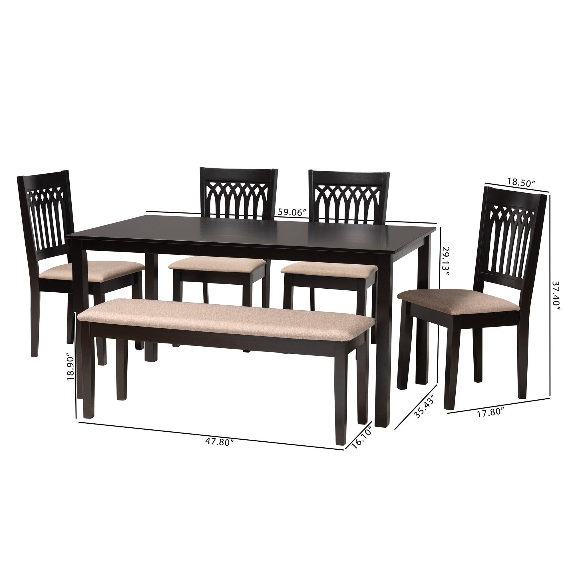 Genesis Modern Fabric and Finished Wood 6-Piece Dining Set