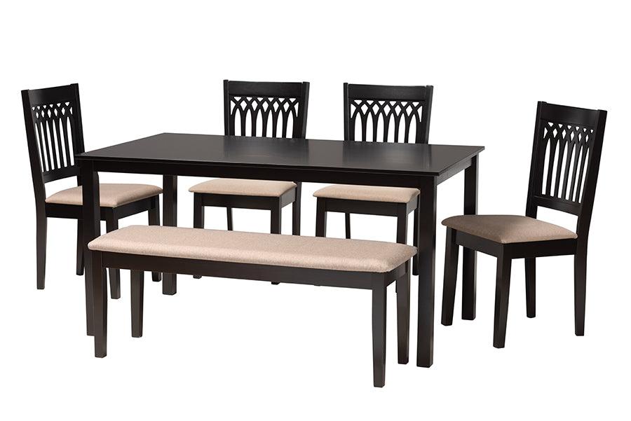 Genesis Modern Fabric and Finished Wood 6-Piece Dining Set