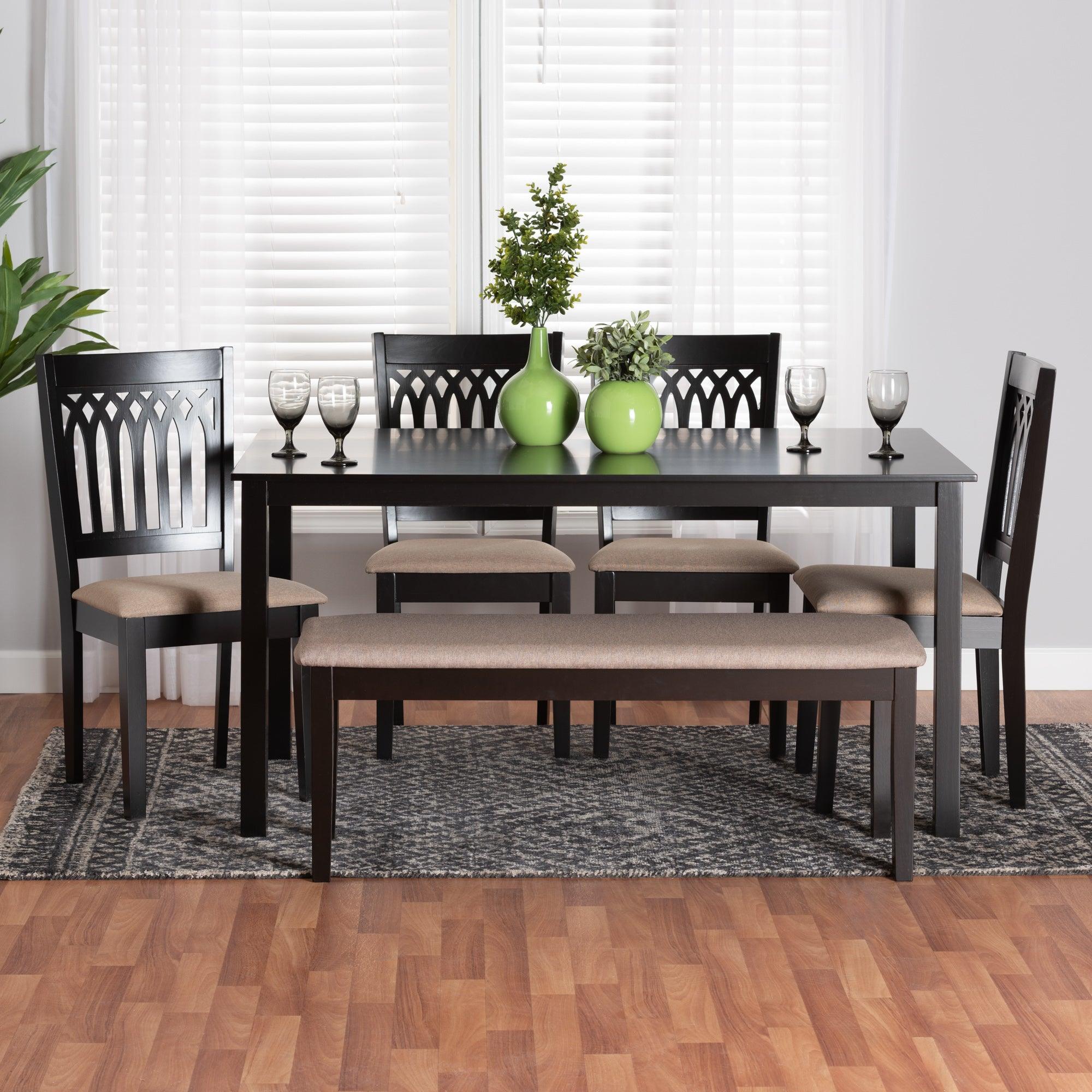 Genesis Modern Fabric and Finished Wood 6-Piece Dining Set