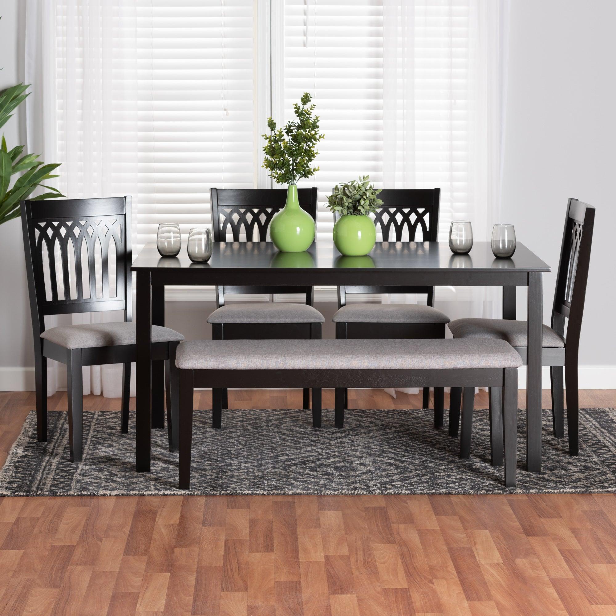 Genesis Modern Fabric and Finished Wood 6-Piece Dining Set