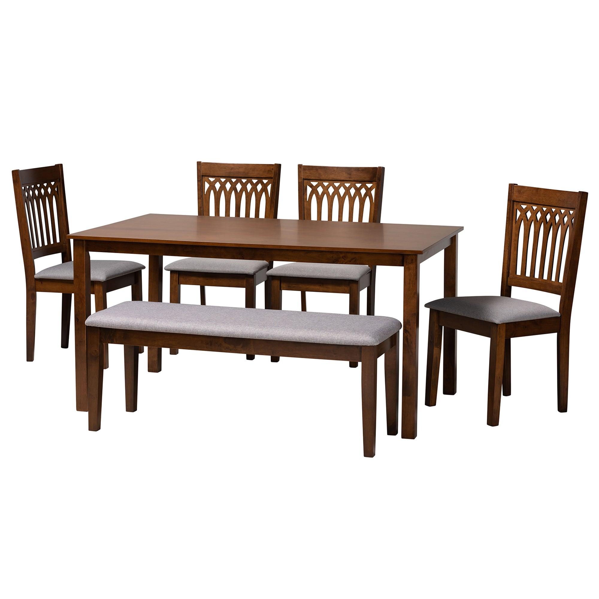 Genesis Modern Fabric and Finished Wood 6-Piece Dining Set