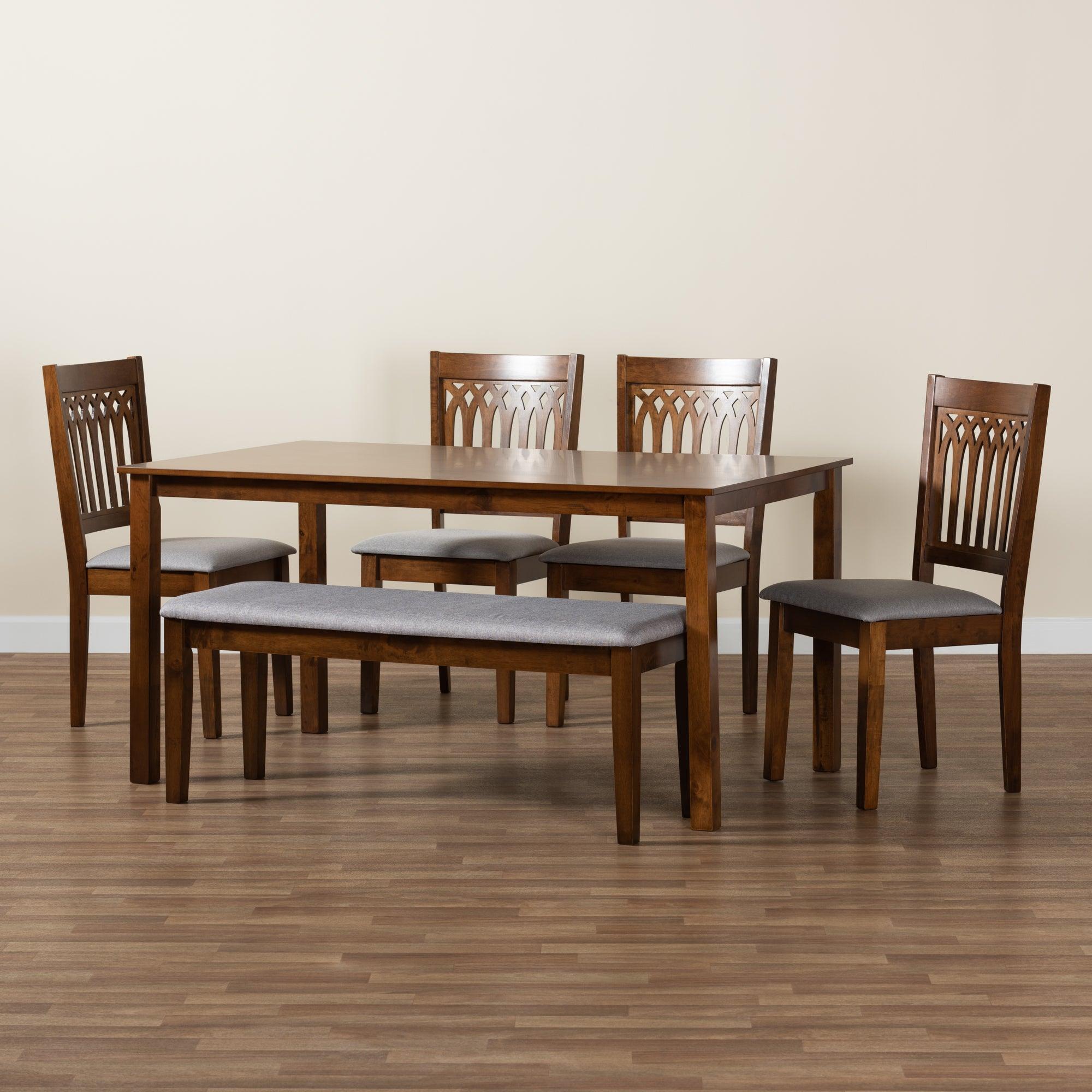 Genesis Modern Fabric and Finished Wood 6-Piece Dining Set