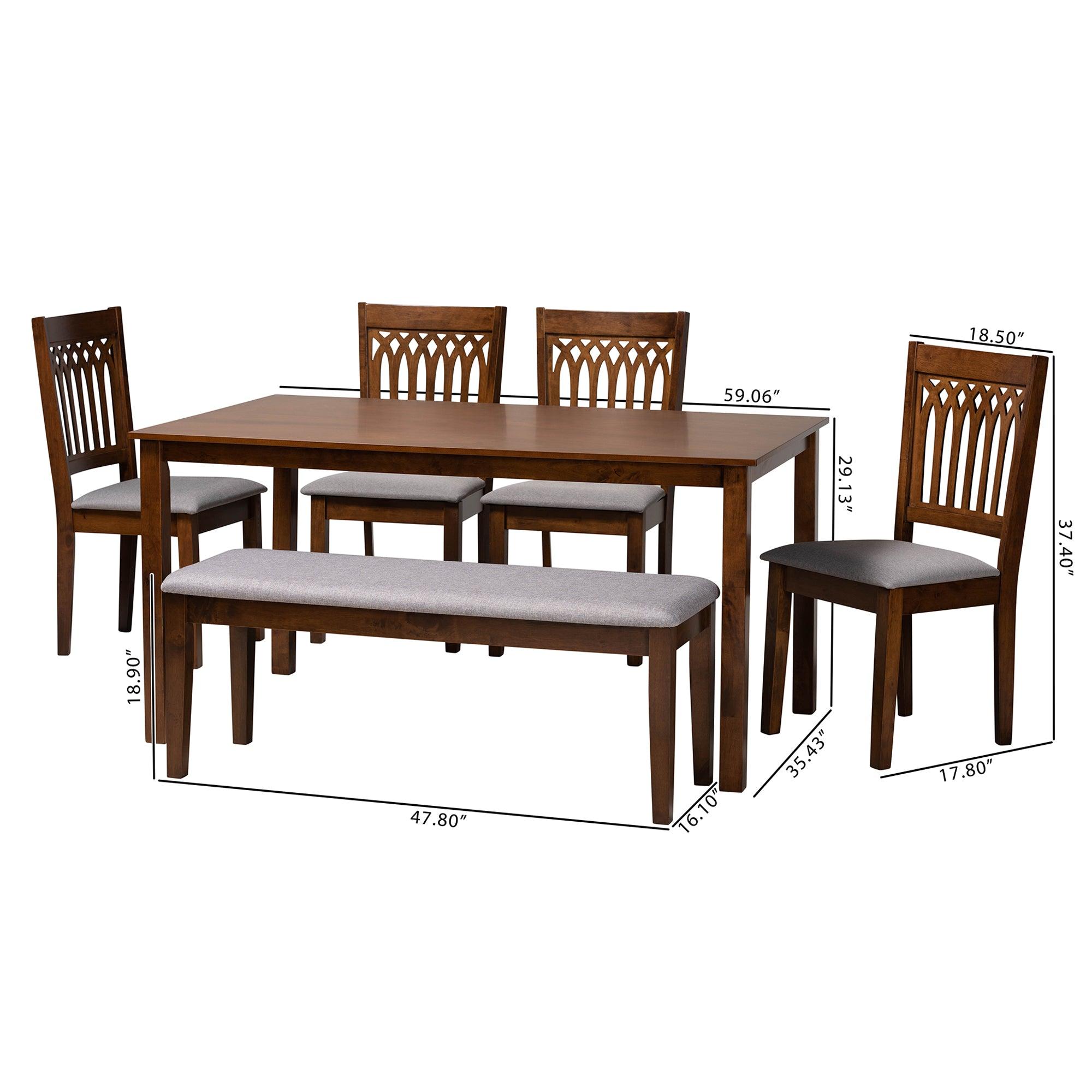 Genesis Modern Fabric and Finished Wood 6-Piece Dining Set