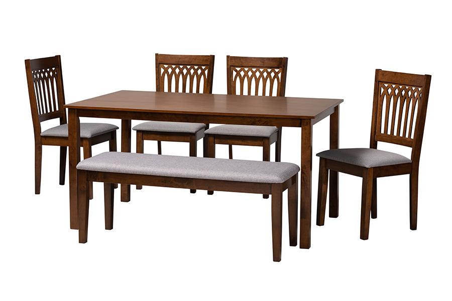 Genesis Modern Fabric and Finished Wood 6-Piece Dining Set