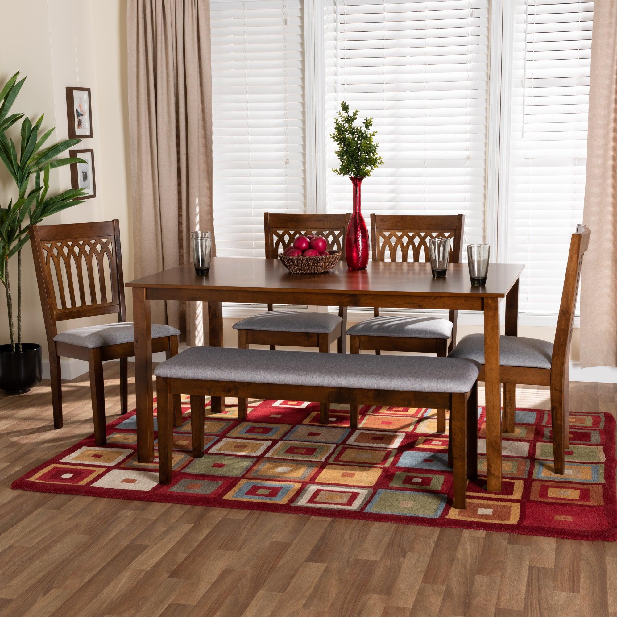 Genesis Modern Fabric and Finished Wood 6-Piece Dining Set