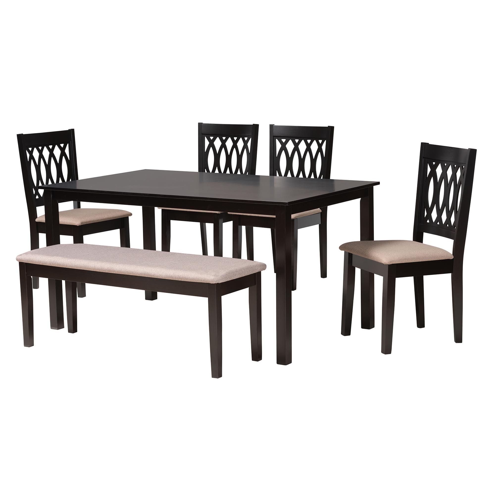 Florencia Modern Fabric and Espresso Finished Wood 6-Piece Dining Set