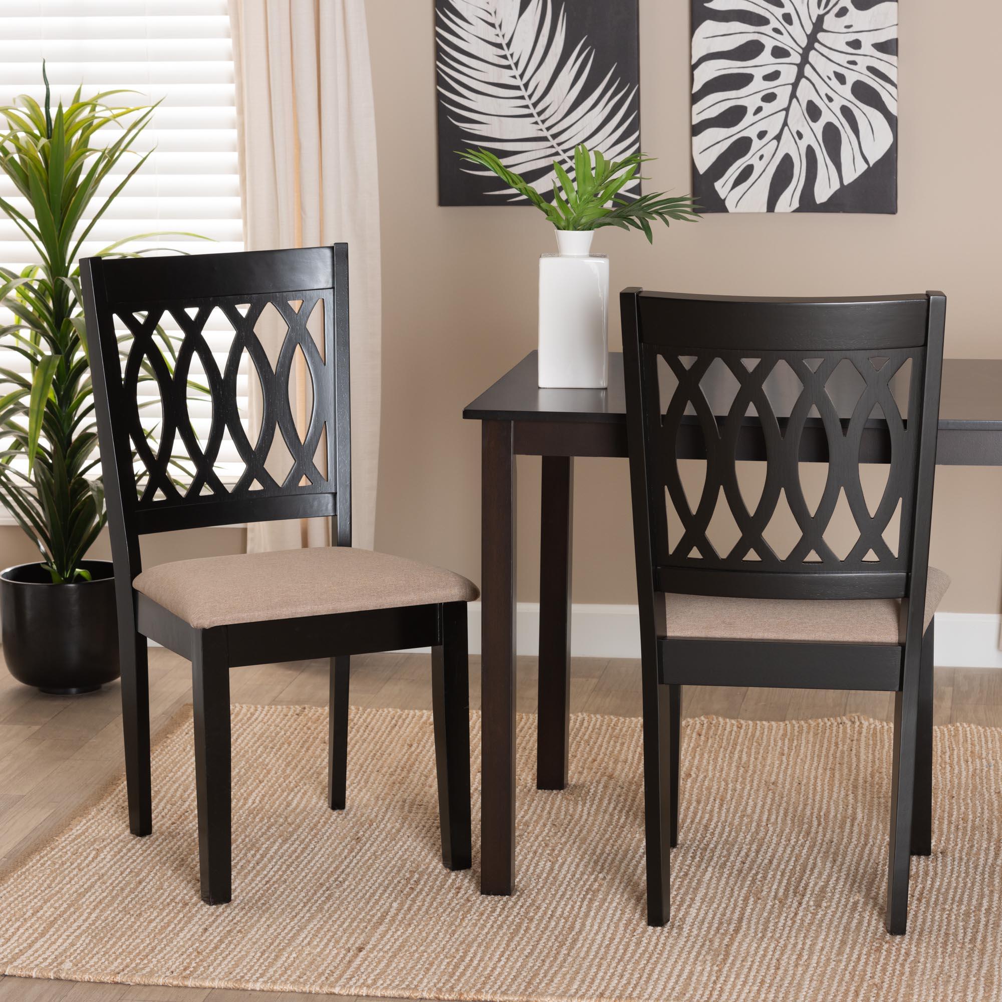 Florencia Modern Fabric and Espresso Finished Wood Dining Chair