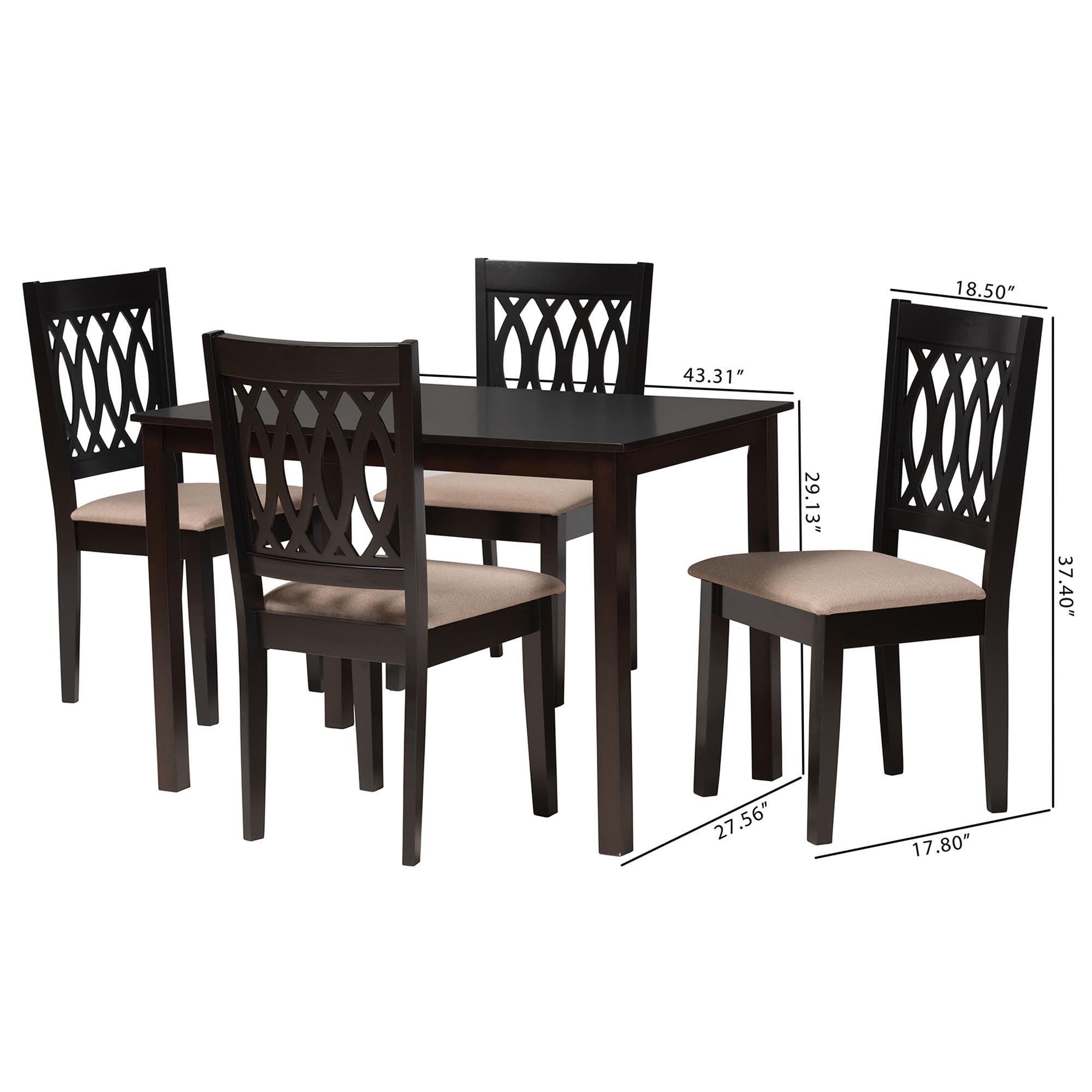 Florencia Modern Fabric and Espresso Finished Wood 5-Piece Dining Set