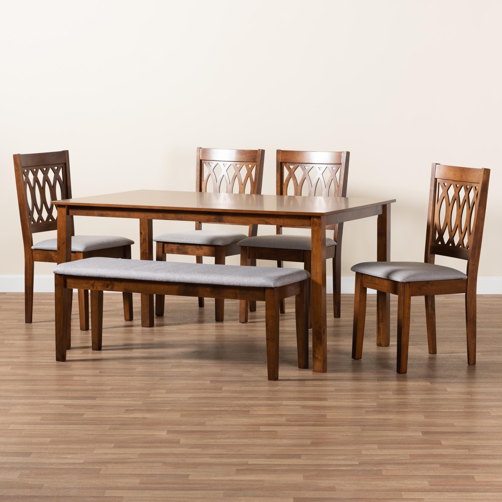 Florencia Modern Fabric and Finished Wood 6-Piece Dining Set