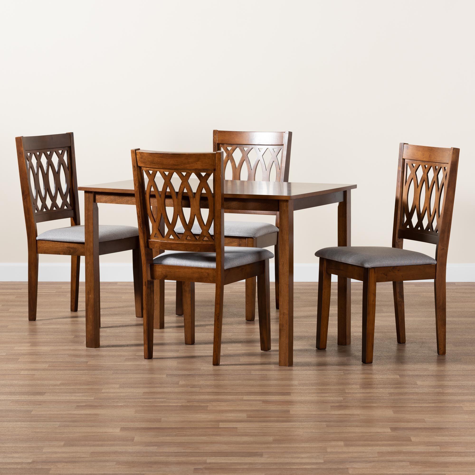 Florencia Modern Fabric and Finished Wood 5-Piece Dining Set