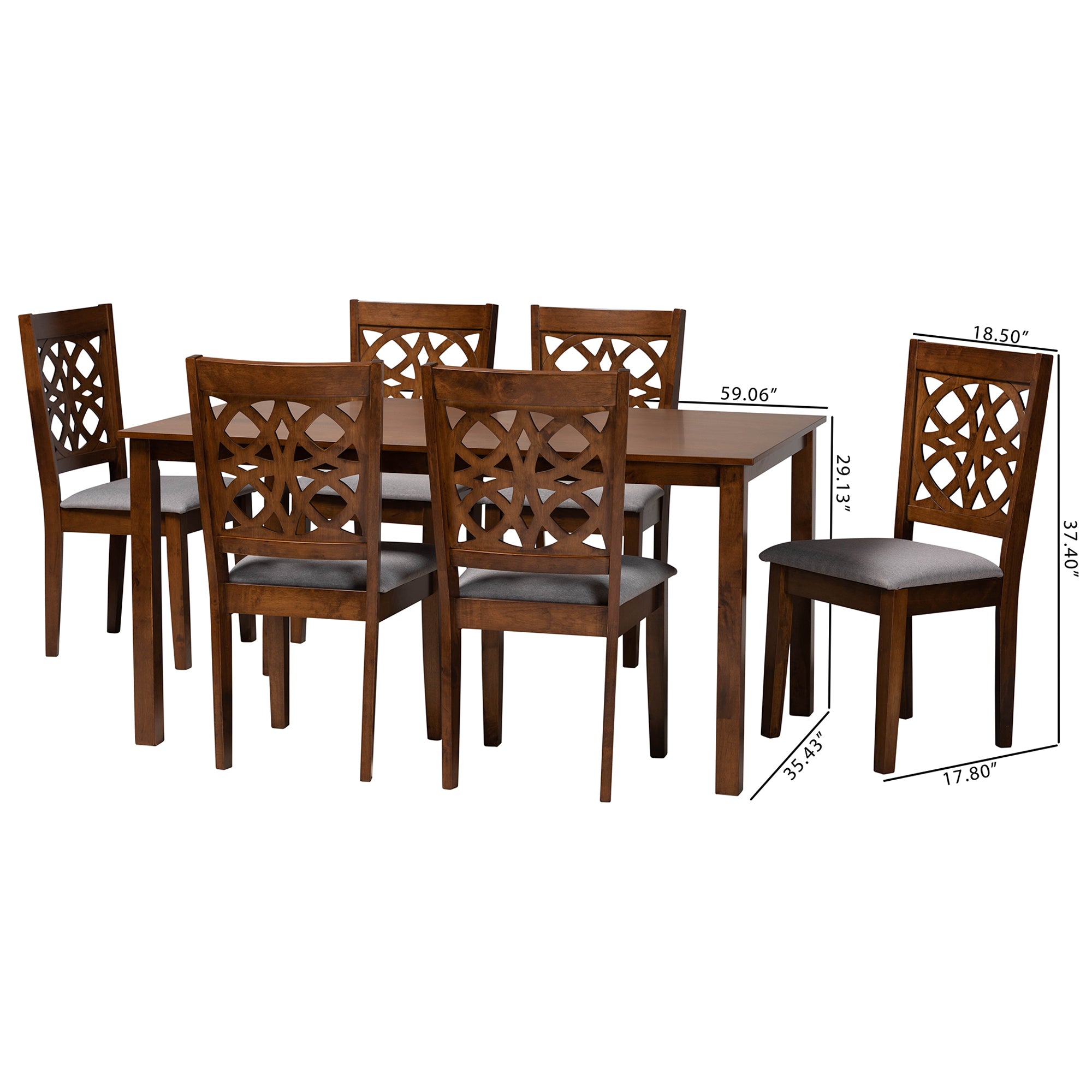 Abigail Modern Fabric and Finished Wood 7-Piece Dining Set