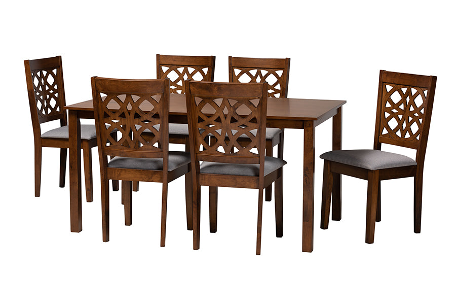 Abigail Modern Fabric and Finished Wood 7-Piece Dining Set