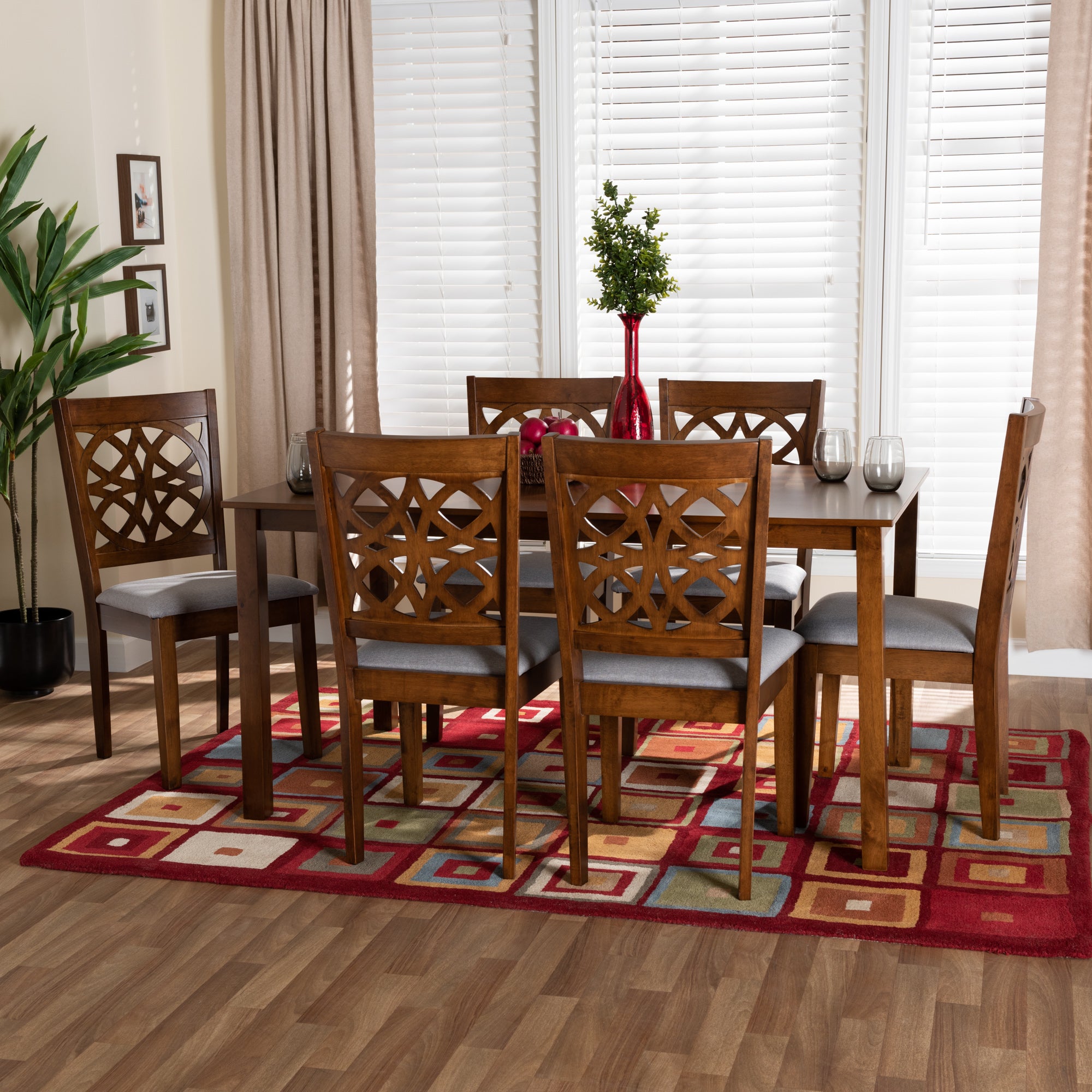 Abigail Modern Fabric and Finished Wood 7-Piece Dining Set