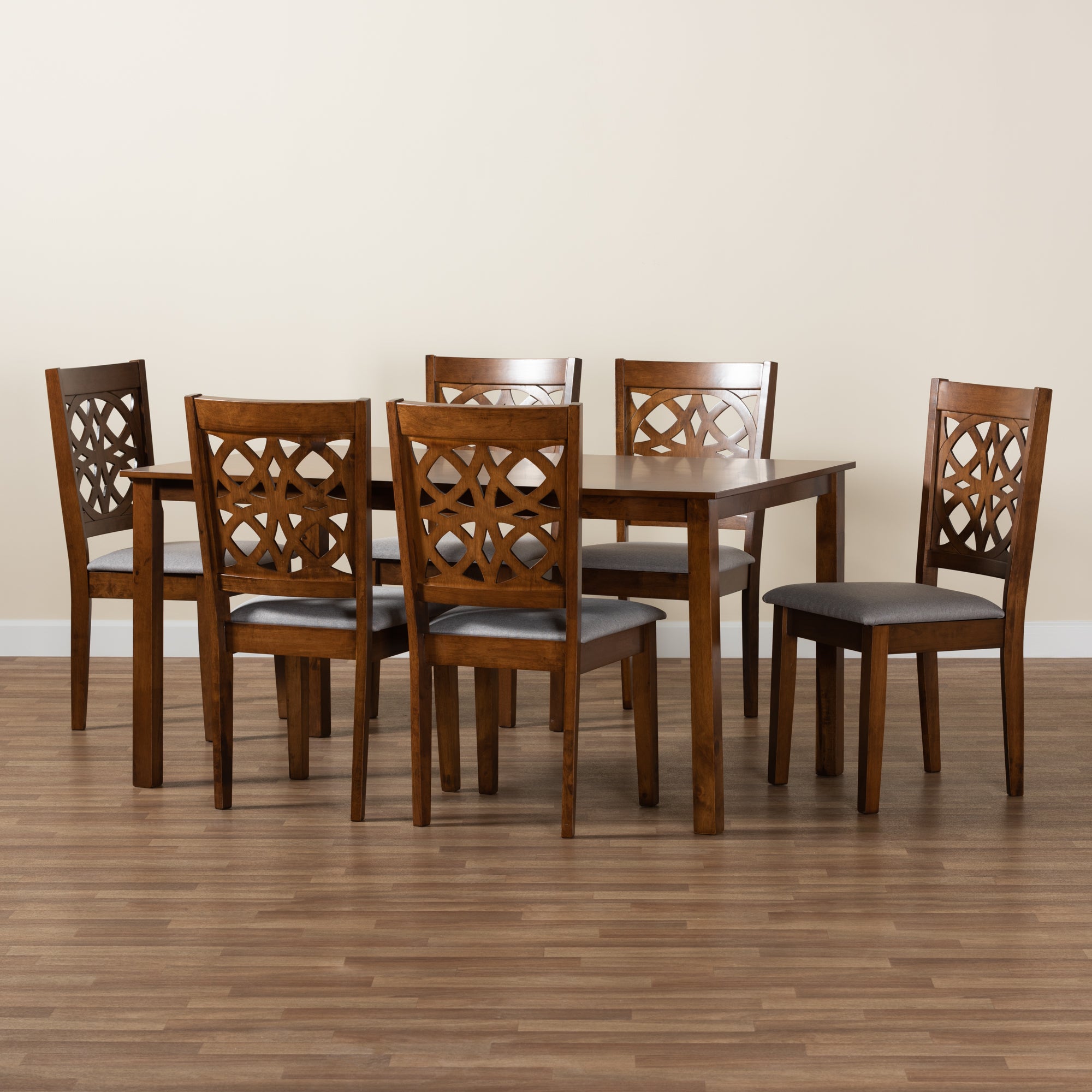 Abigail Modern Fabric and Finished Wood 7-Piece Dining Set