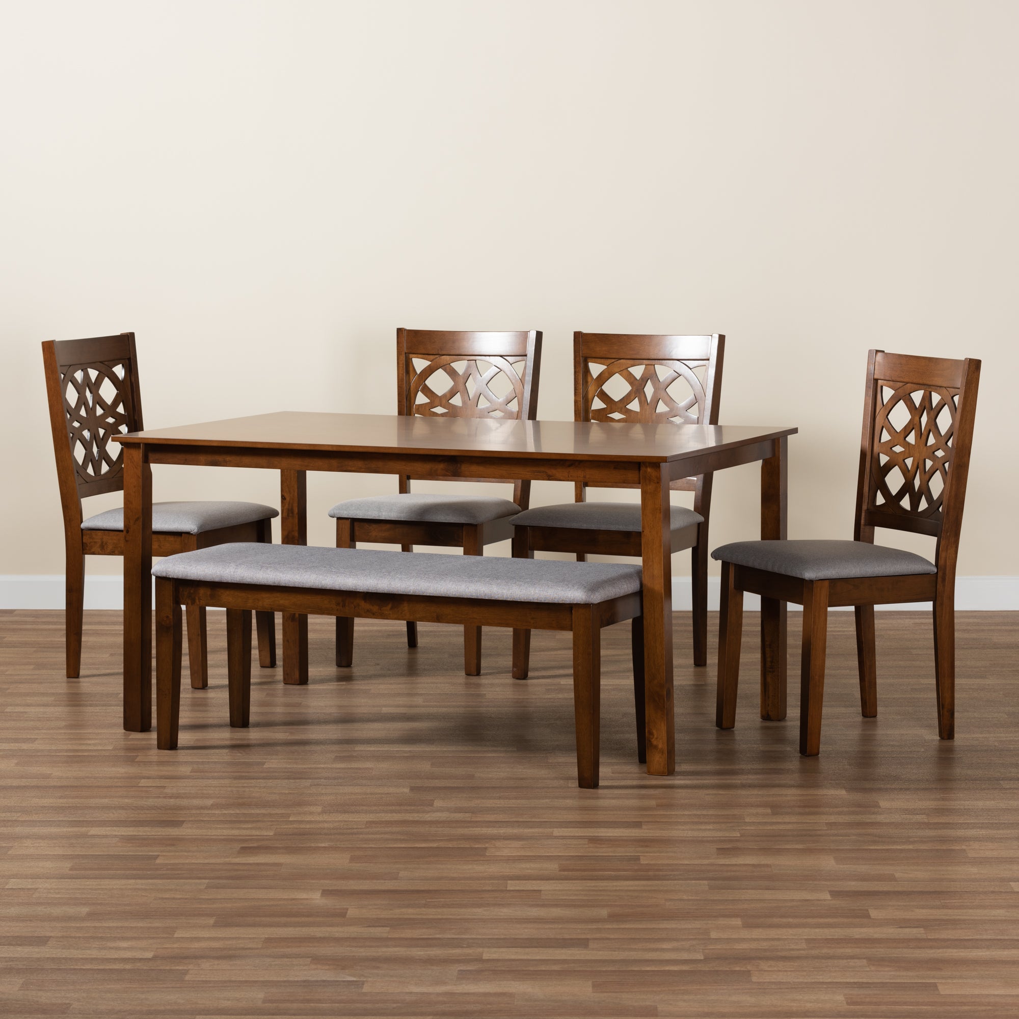 Abigail Modern Fabric and Finished Wood 6-Piece Dining Set
