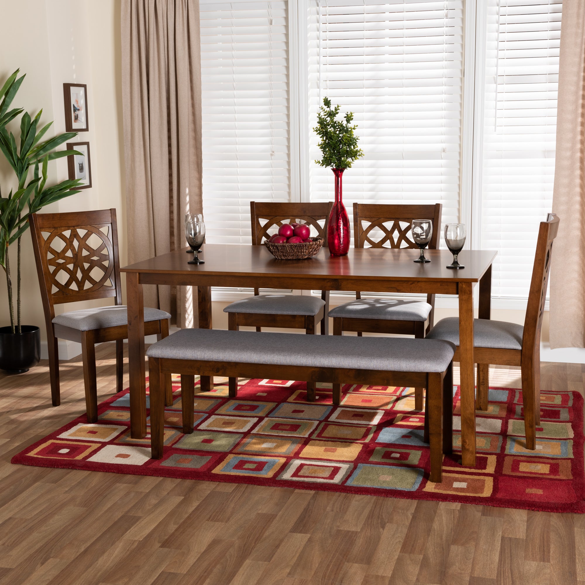 Abigail Modern Fabric and Finished Wood 6-Piece Dining Set