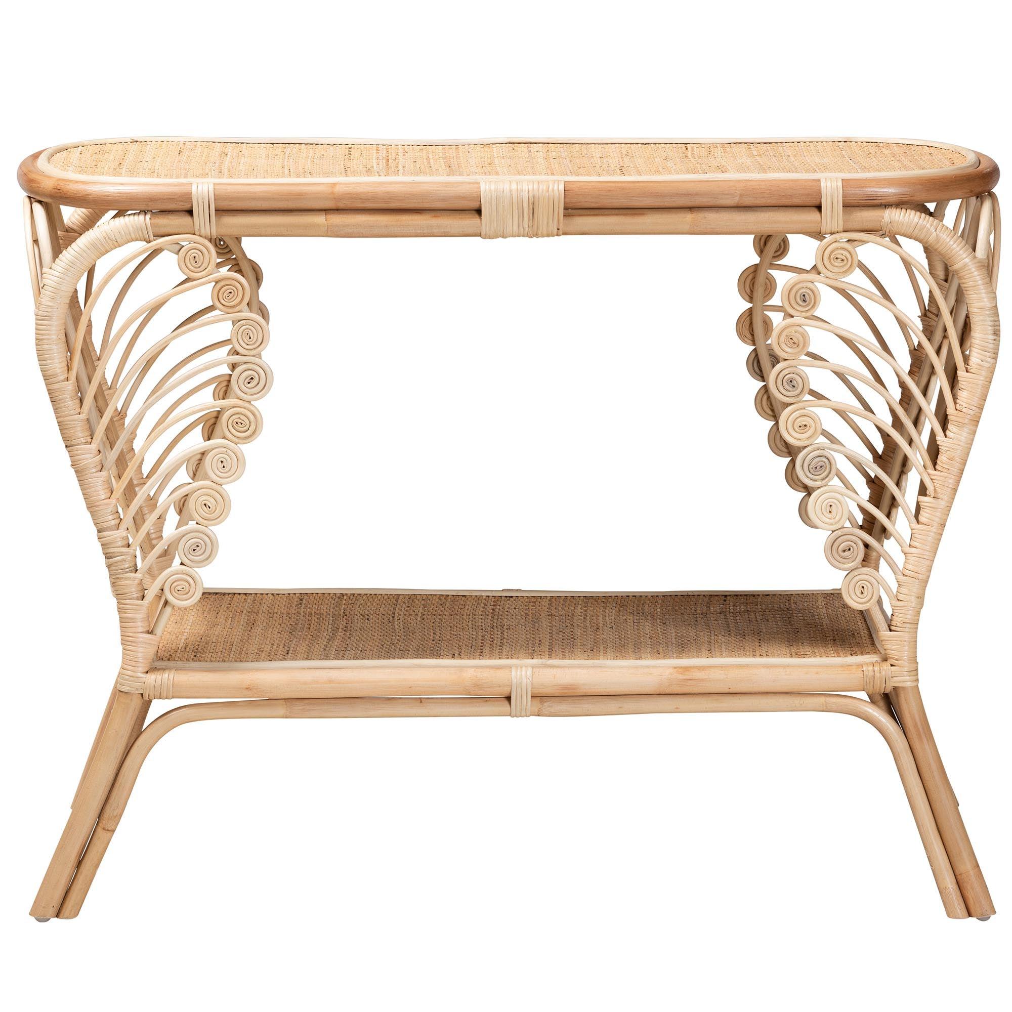 Bali & Pari Bastet Modern Bohemian Rattan 2-Tier Console Table