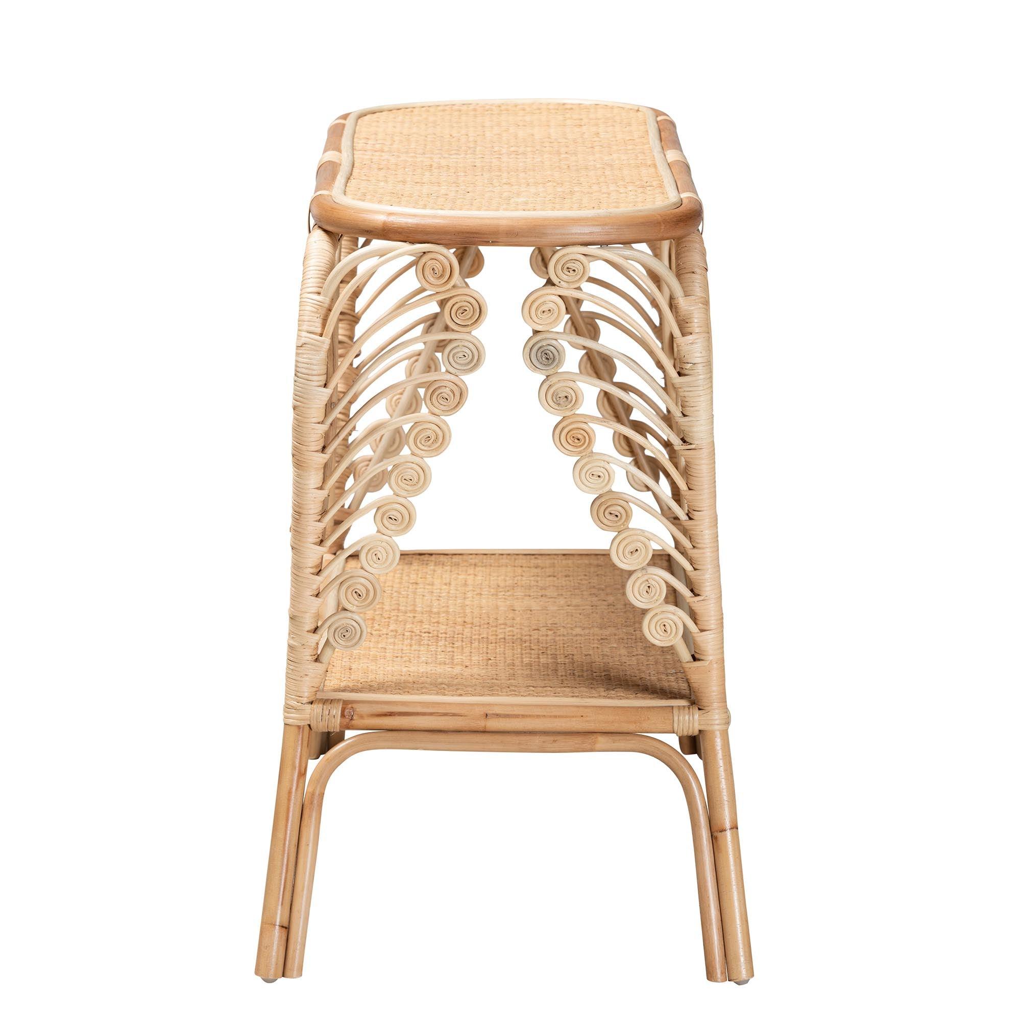 Bali & Pari Bastet Modern Bohemian Rattan 2-Tier Console Table