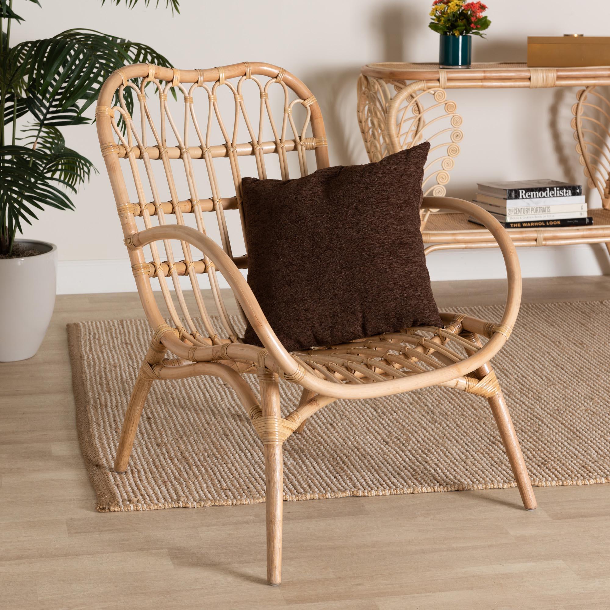 bali & pari Bajo Modern Bohemian Rattan Arm Chair