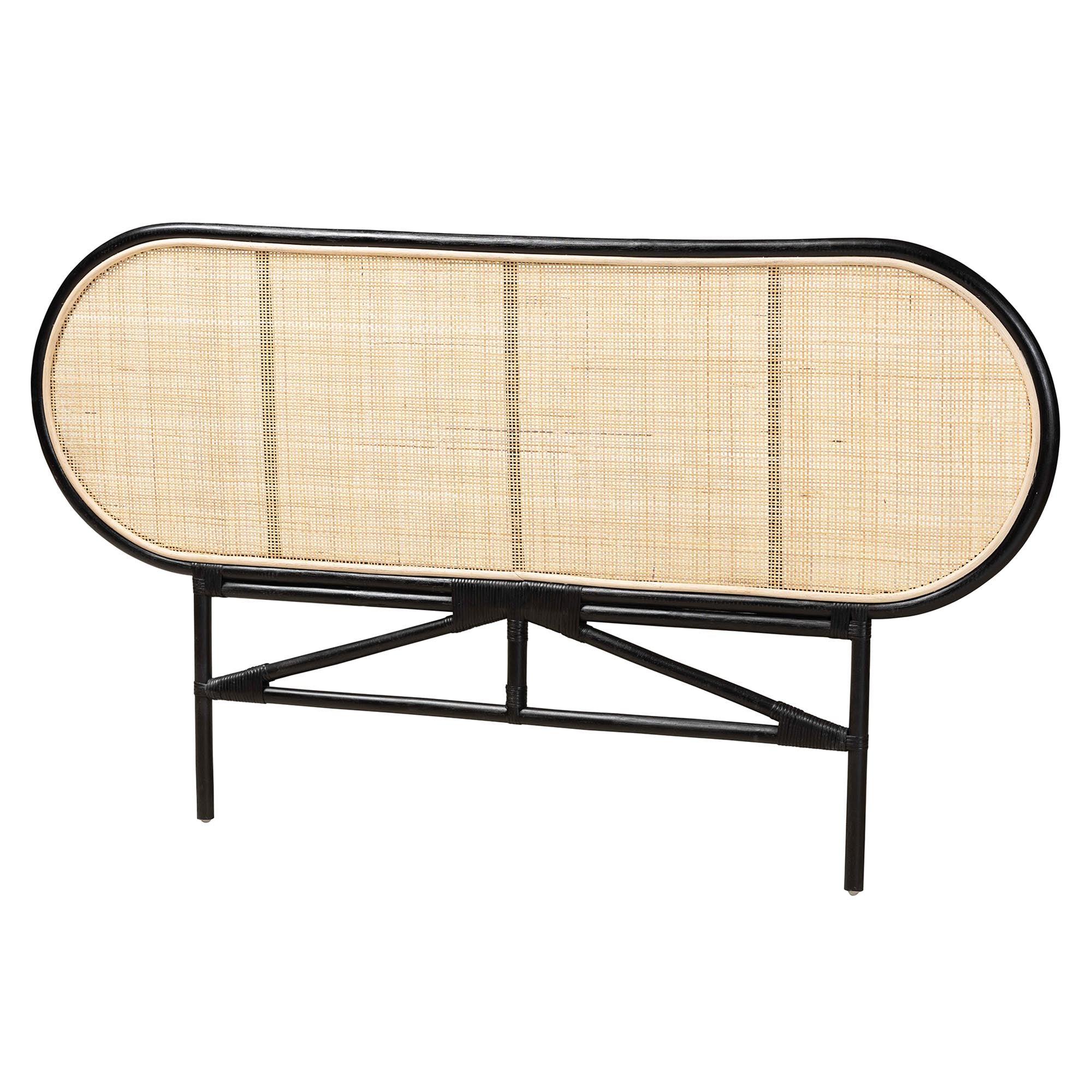 Bali & Pari Reegan Modern Bohemian Two-Tone and Rattan Standalone Headboard