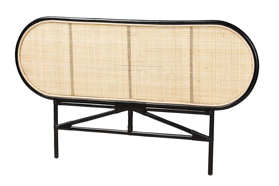 Bali & Pari Reegan Modern Bohemian Two-Tone and Rattan Standalone Headboard