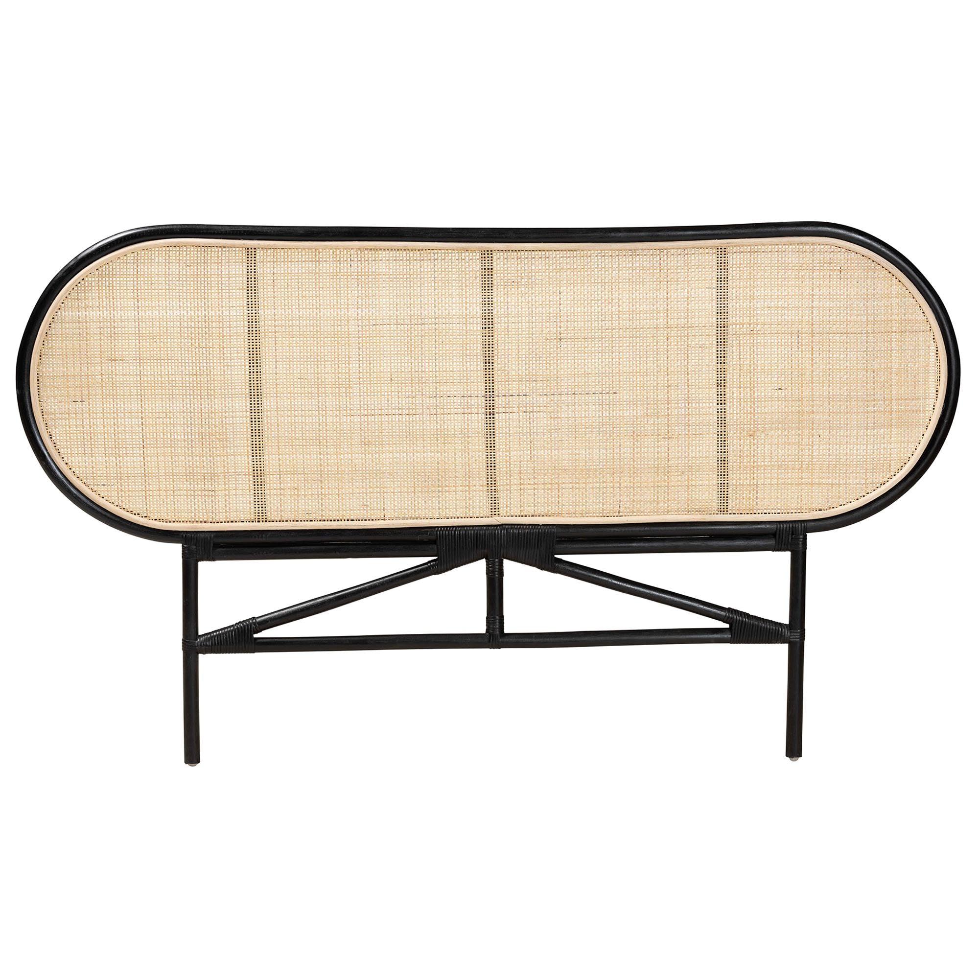 Bali & Pari Reegan Modern Bohemian Two-Tone and Rattan Standalone Headboard