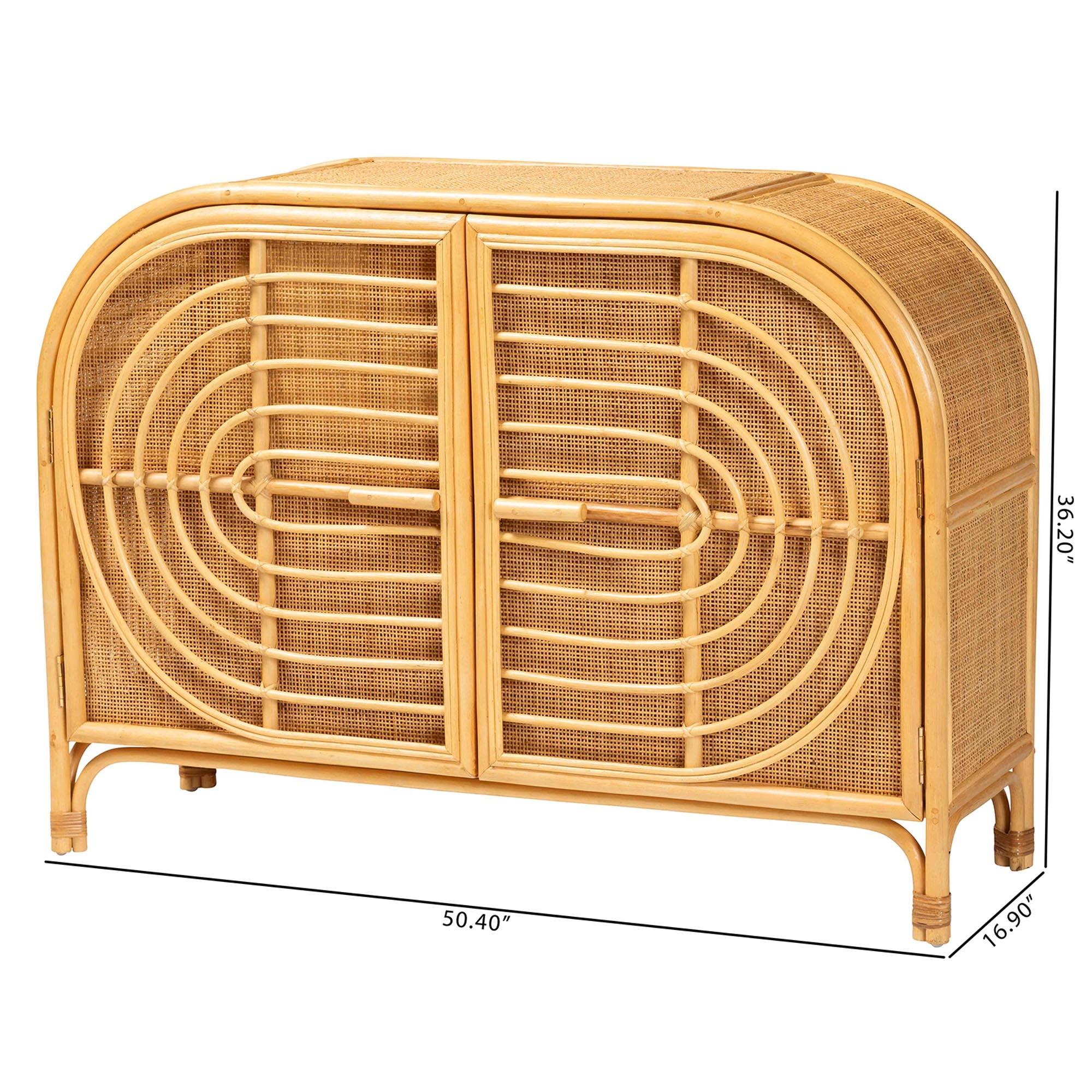 Bali & Pari Ovalet Modern Bohemian Rattan 2-Door Sideboard