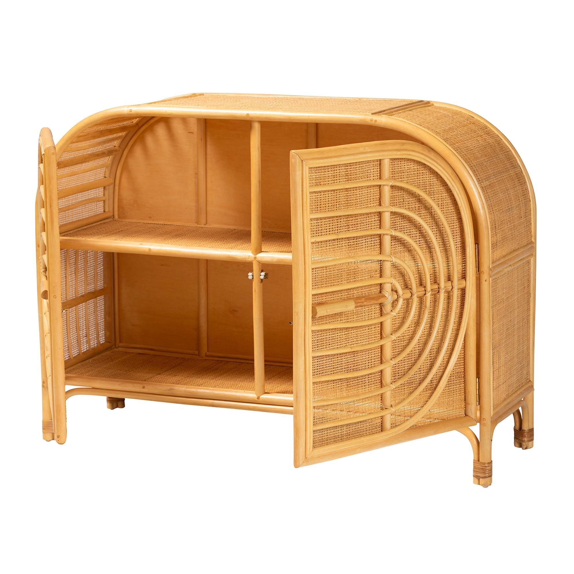 Bali & Pari Ovalet Modern Bohemian Rattan 2-Door Sideboard